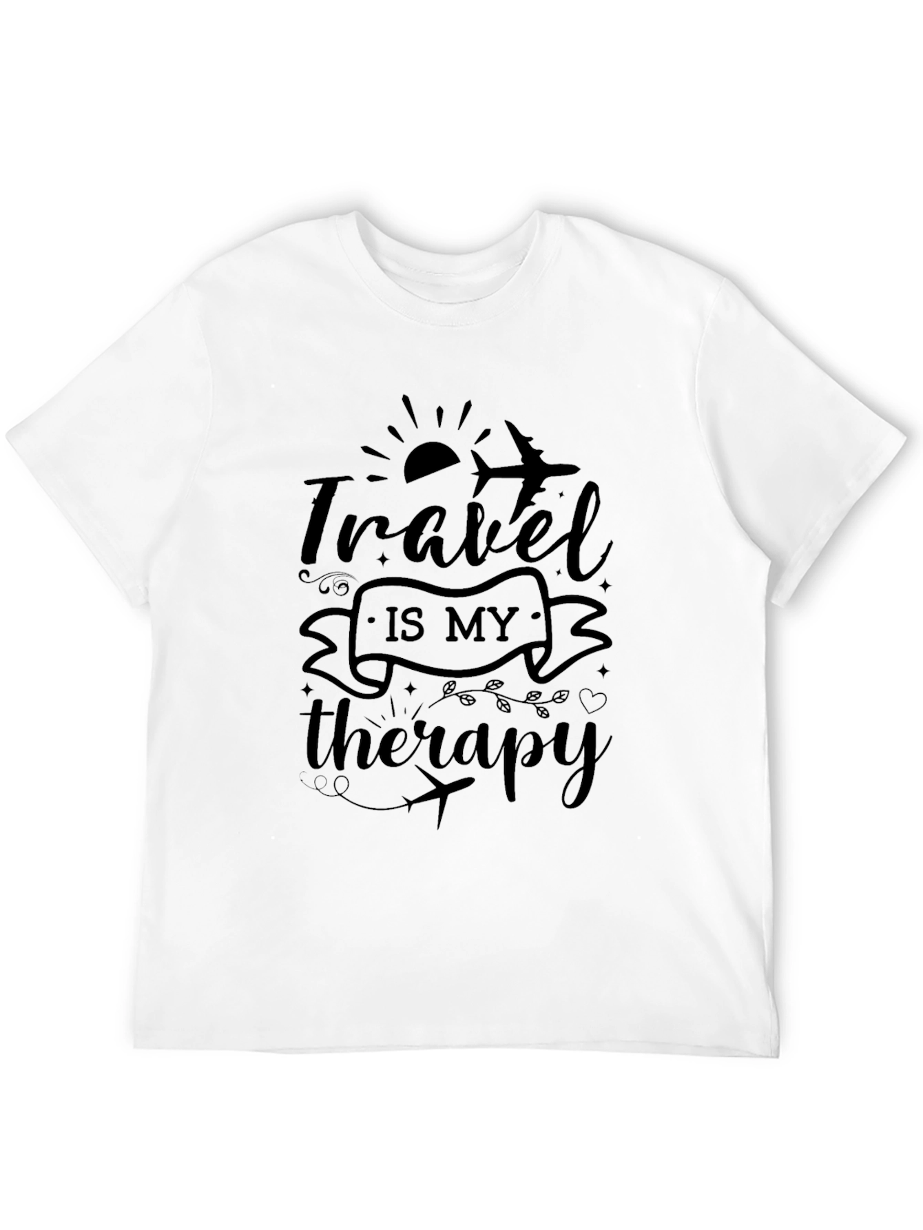 Travel is My Therapy Black Graphic T-Shirt