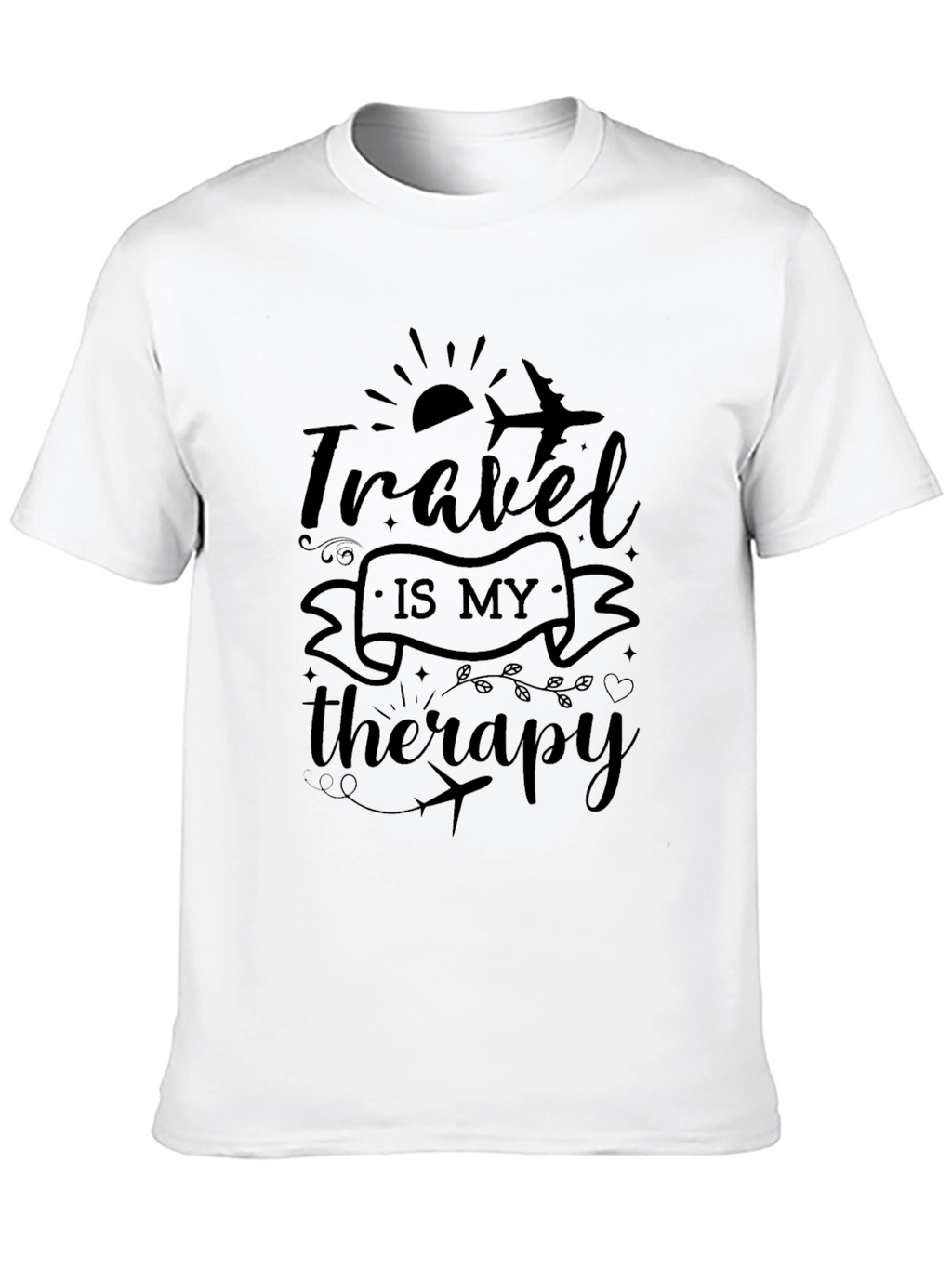 Travel is My Therapy Black Graphic T-Shirt