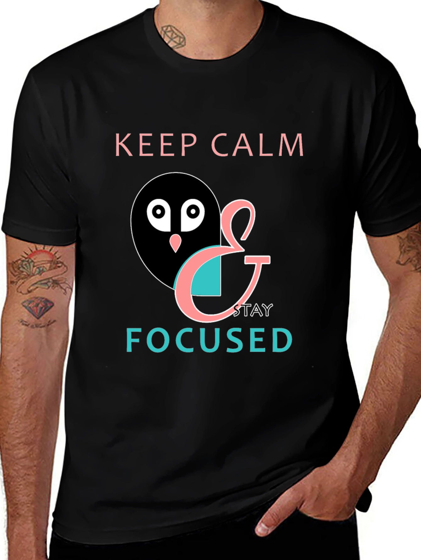 Keep Calm & Stay Focused Mens Black Graphic Tee