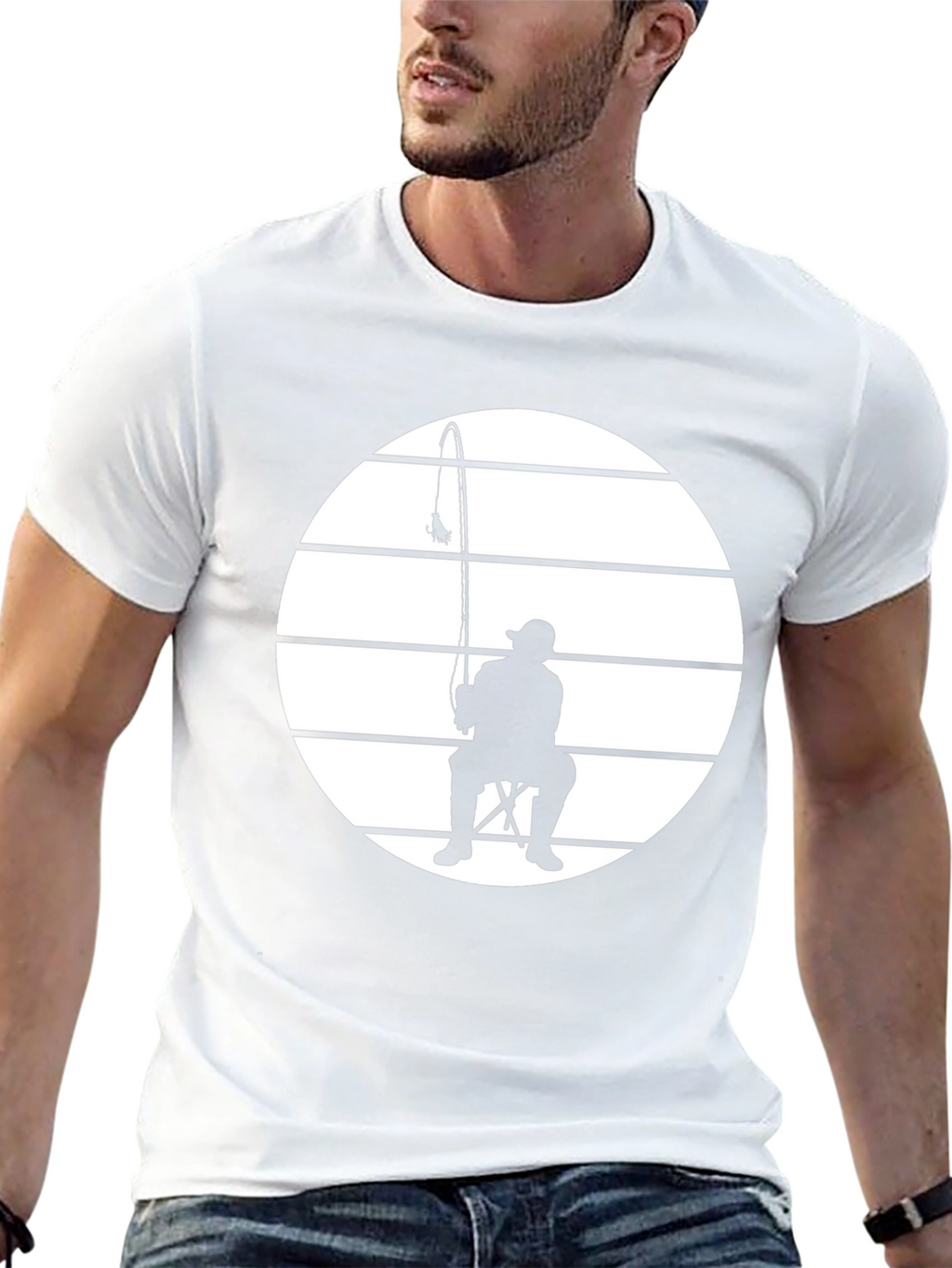 Fisherman Silhouette Tee - Black Graphic T-Shirt