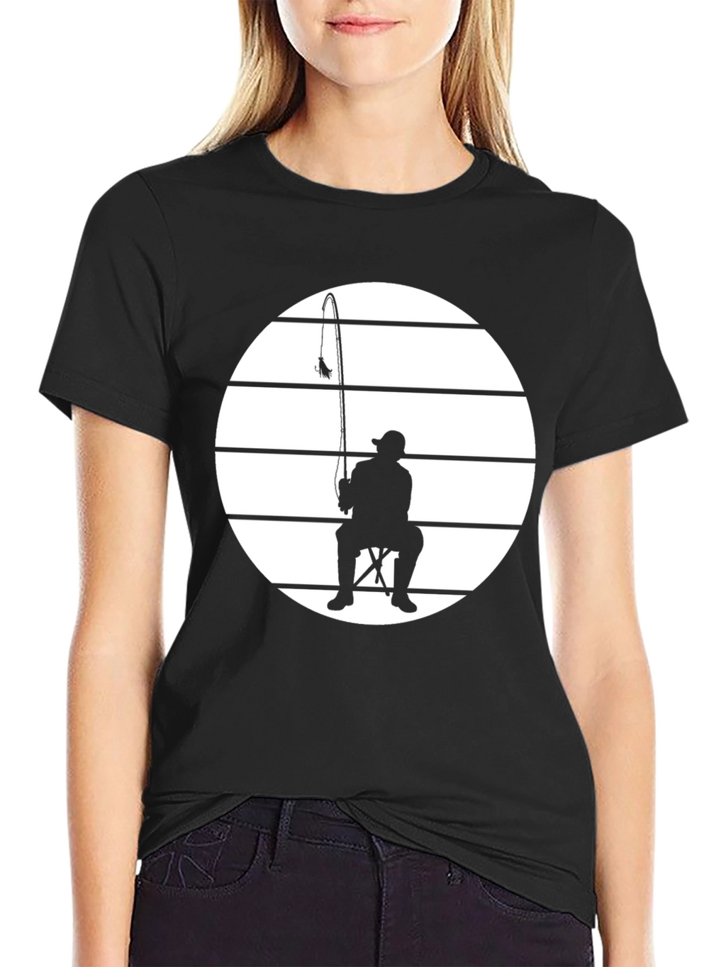 Fisherman Silhouette Tee - Black Graphic T-Shirt