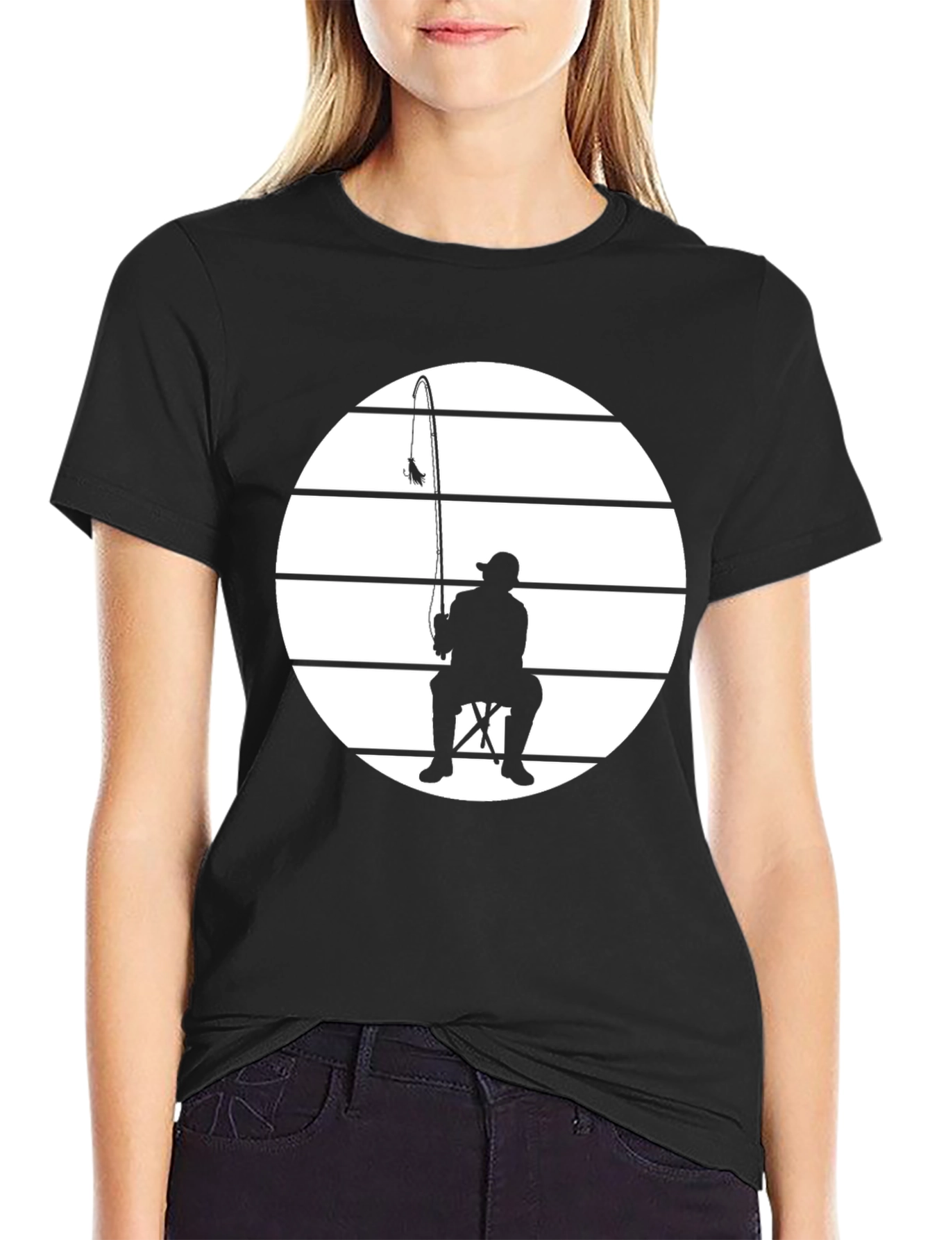 Fisherman Silhouette Tee - Black Graphic T-Shirt