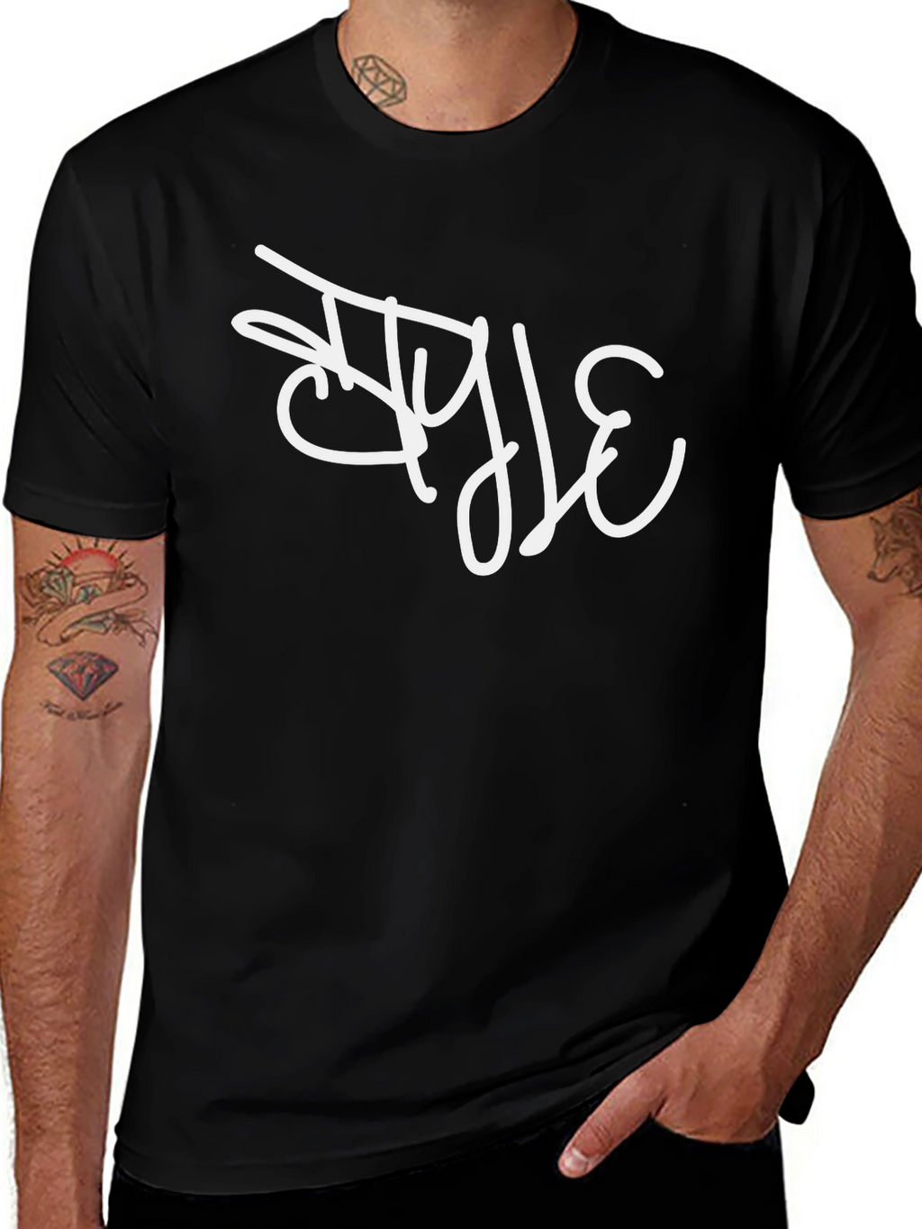 Stylish Black T-Shirt with White Graphic Print