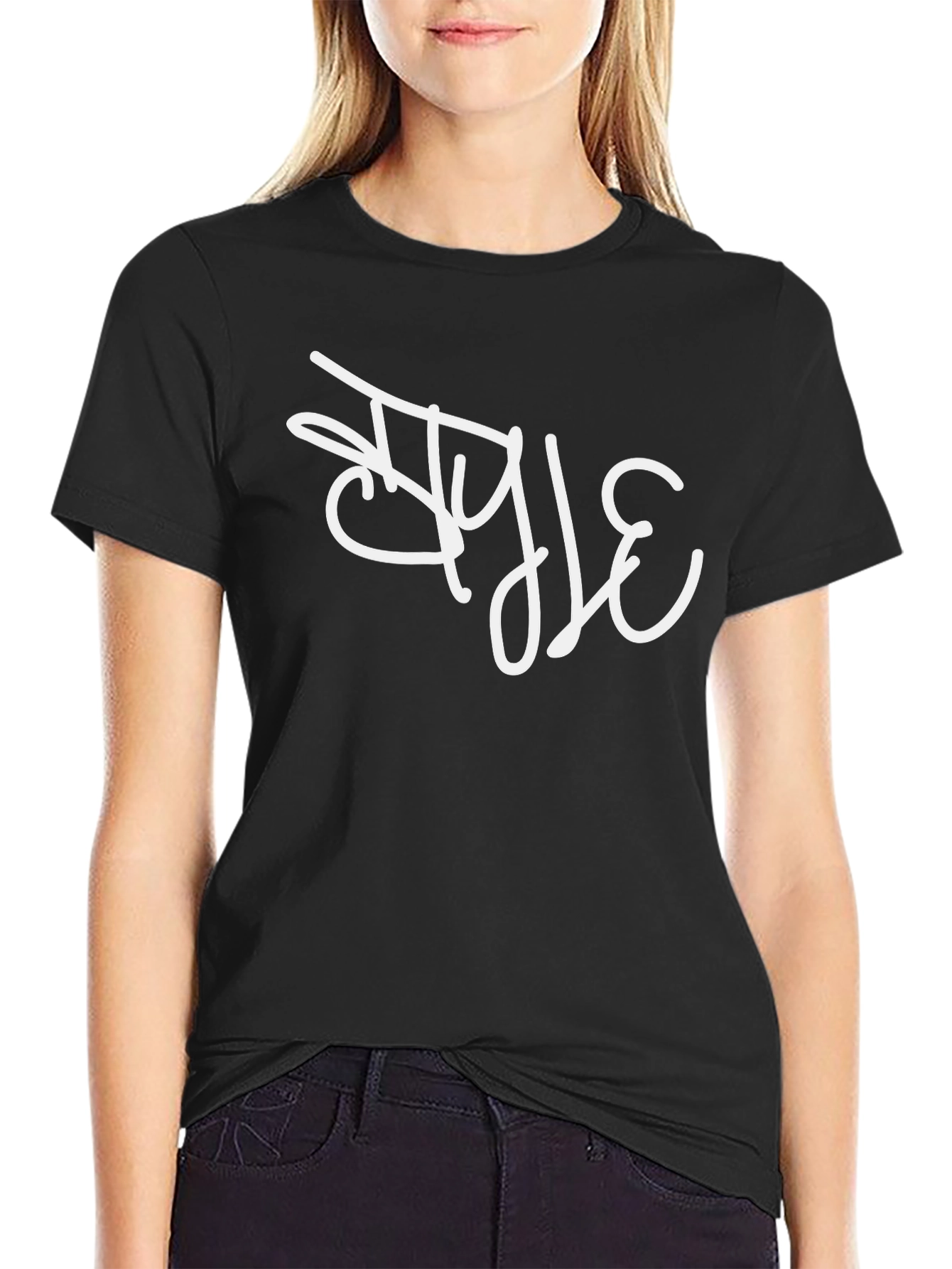 Stylish Black T-Shirt with White Graphic Print