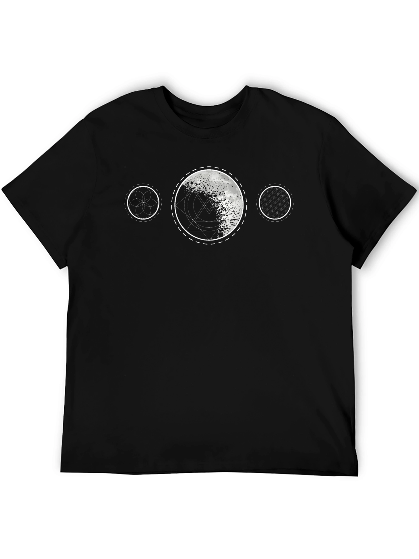 Geometric Moon Phase Black T-Shirt