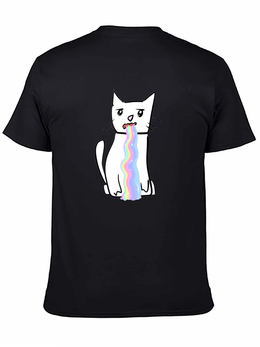 Funny Rainbow Puke Cat Graphic T-Shirt