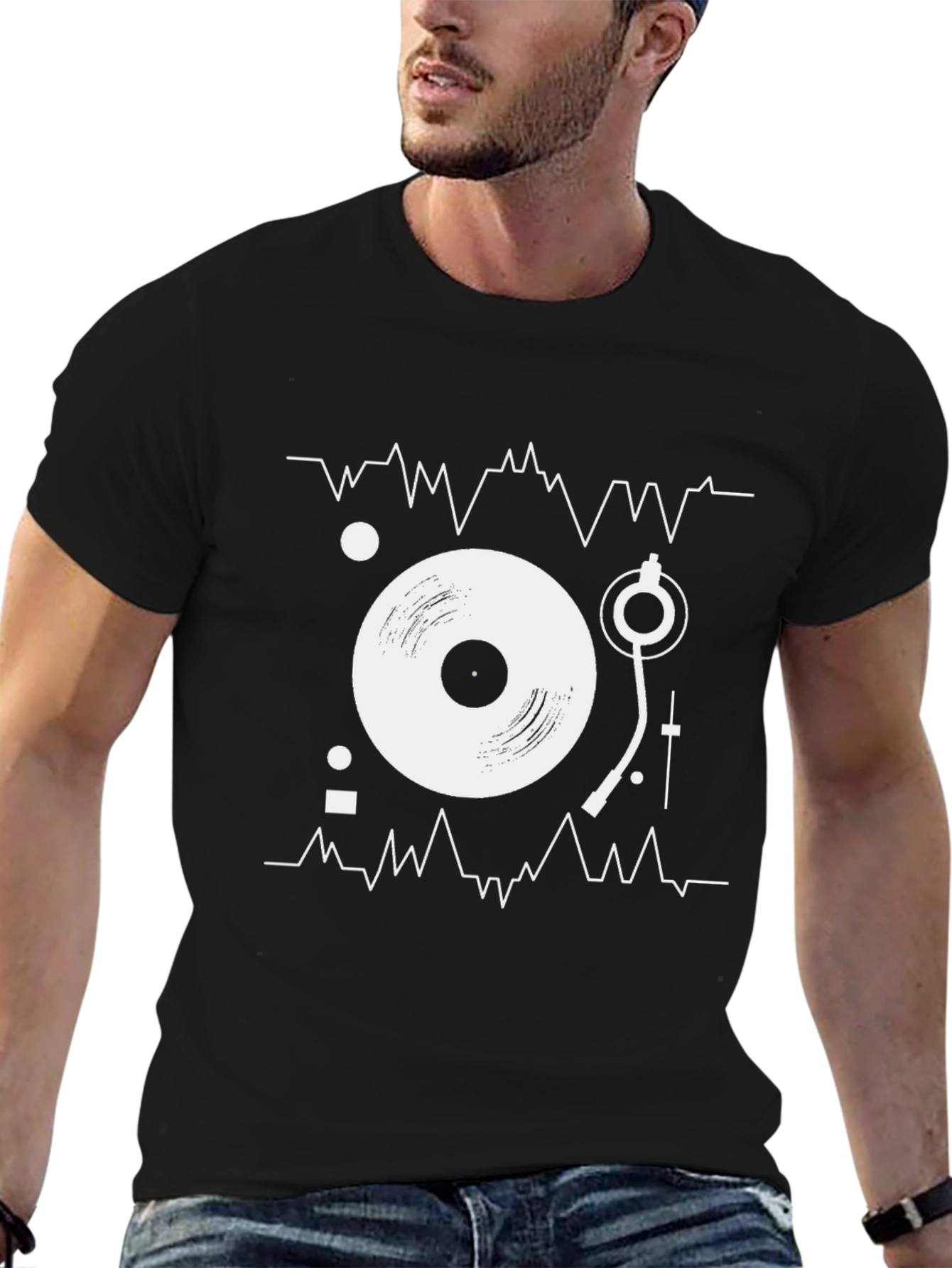 DJ Turntable Graphic Tee - Black