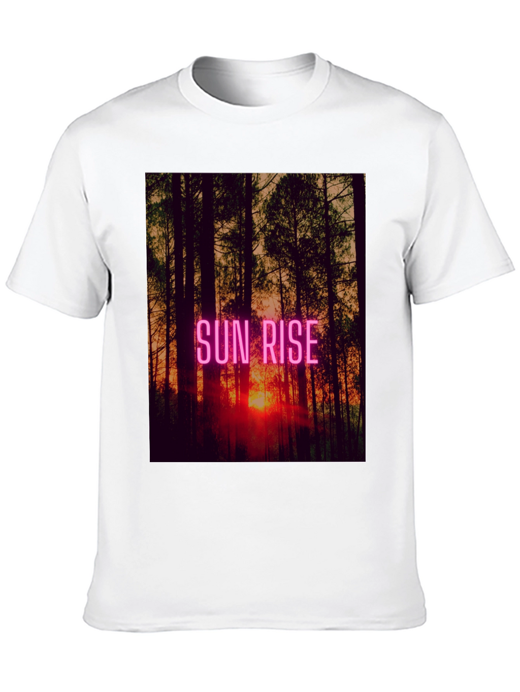 Sunrise Forest Graphic Tee - Black Cotton T-Shirt