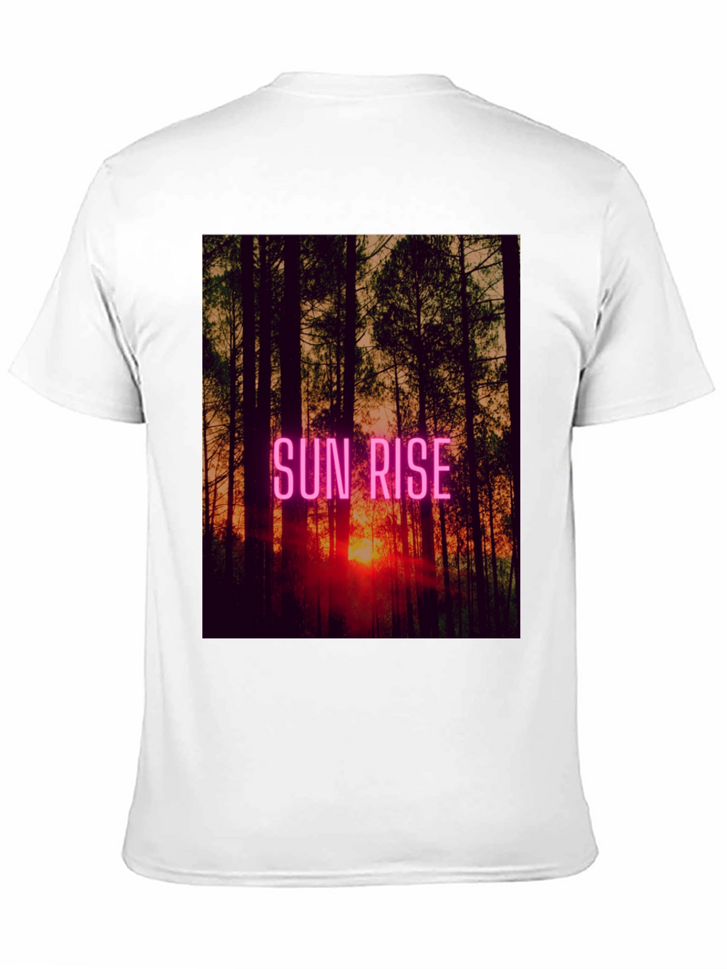 Sunrise Forest Graphic Tee - Black Cotton T-Shirt