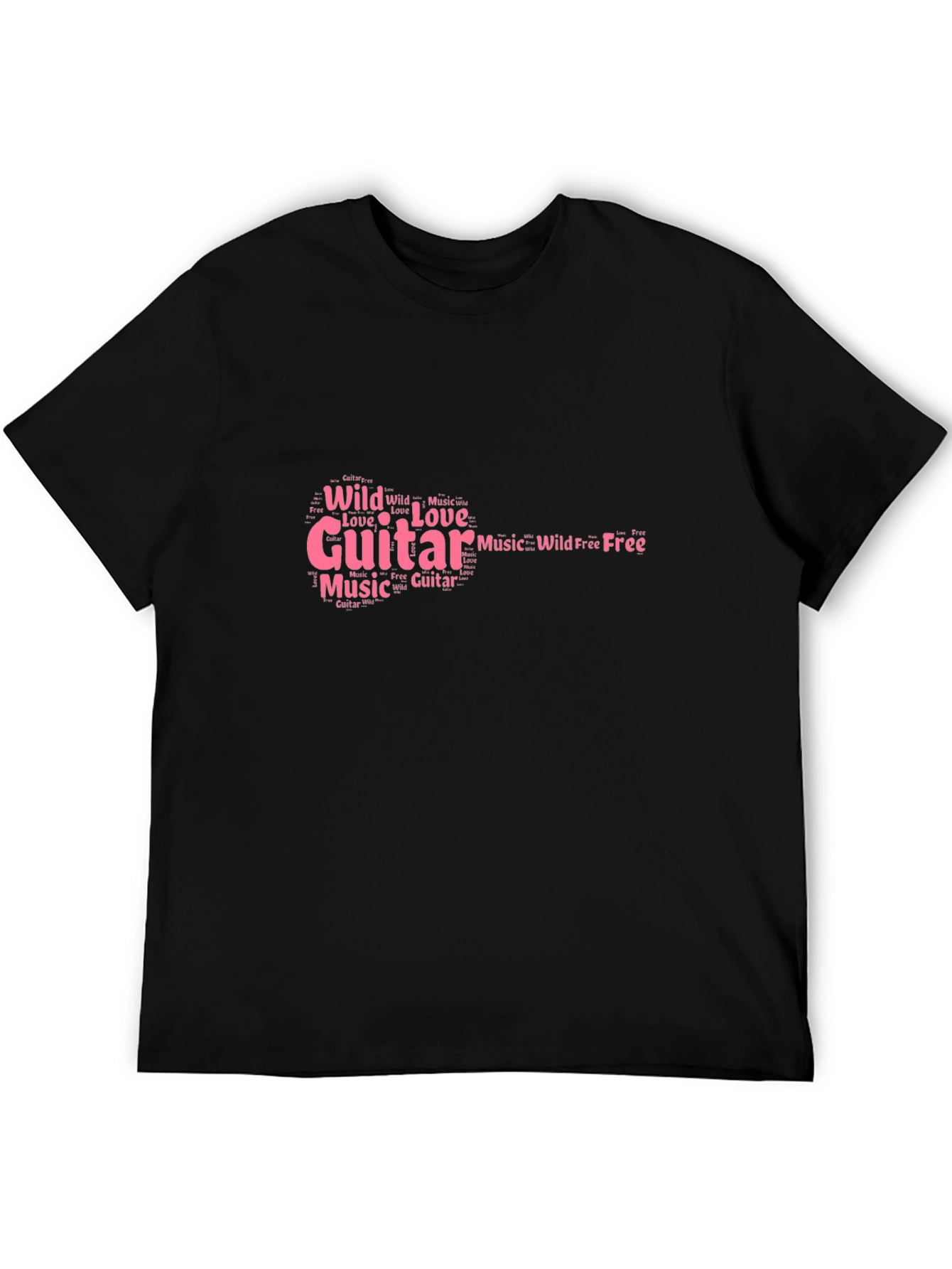 Guitar Word Art Graphic Tee - Music Lover T-Shirt