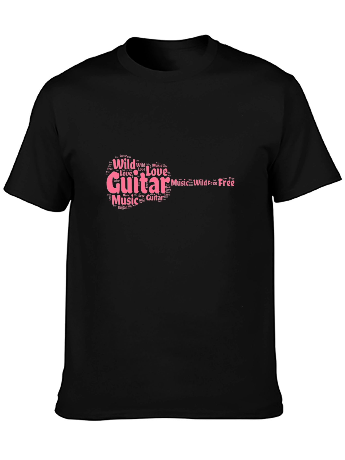 Guitar Word Art Graphic Tee - Music Lover T-Shirt