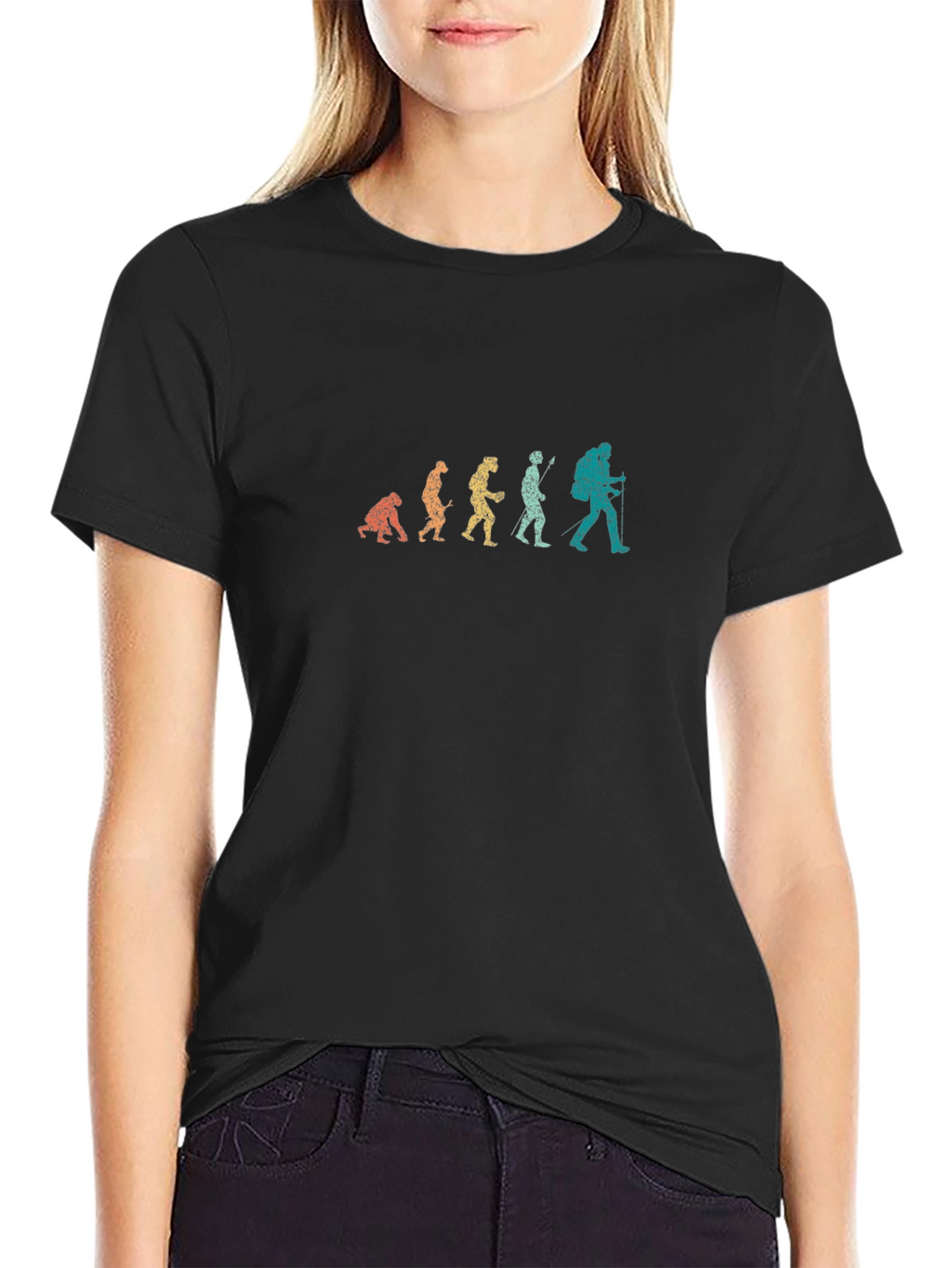 Evolution of Hiking Mens Black T-Shirt
