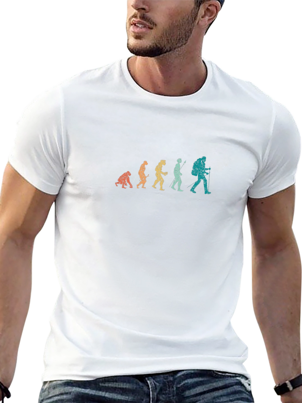 Evolution of Hiking Mens Black T-Shirt