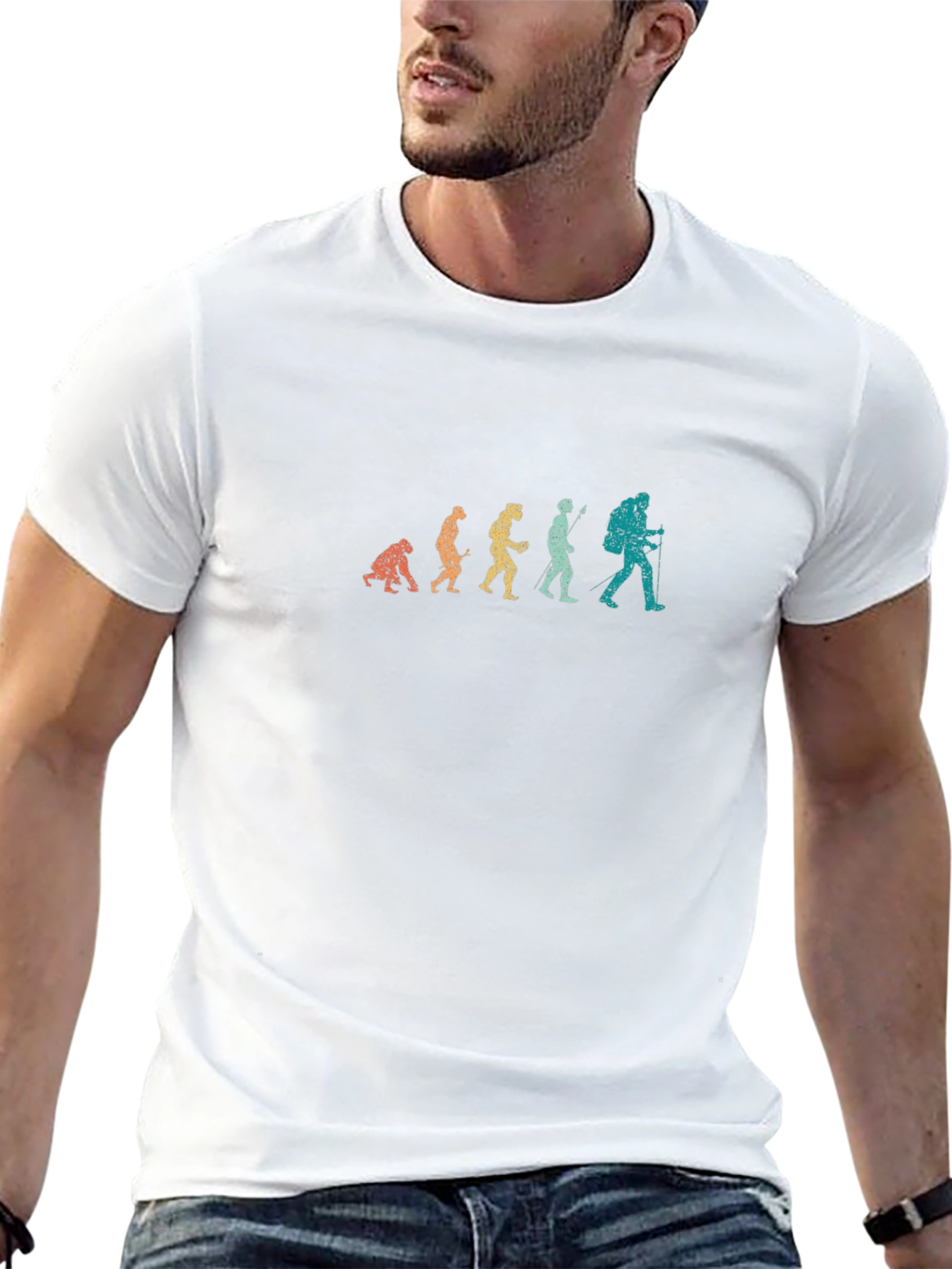 Evolution of Hiking Mens Black T-Shirt