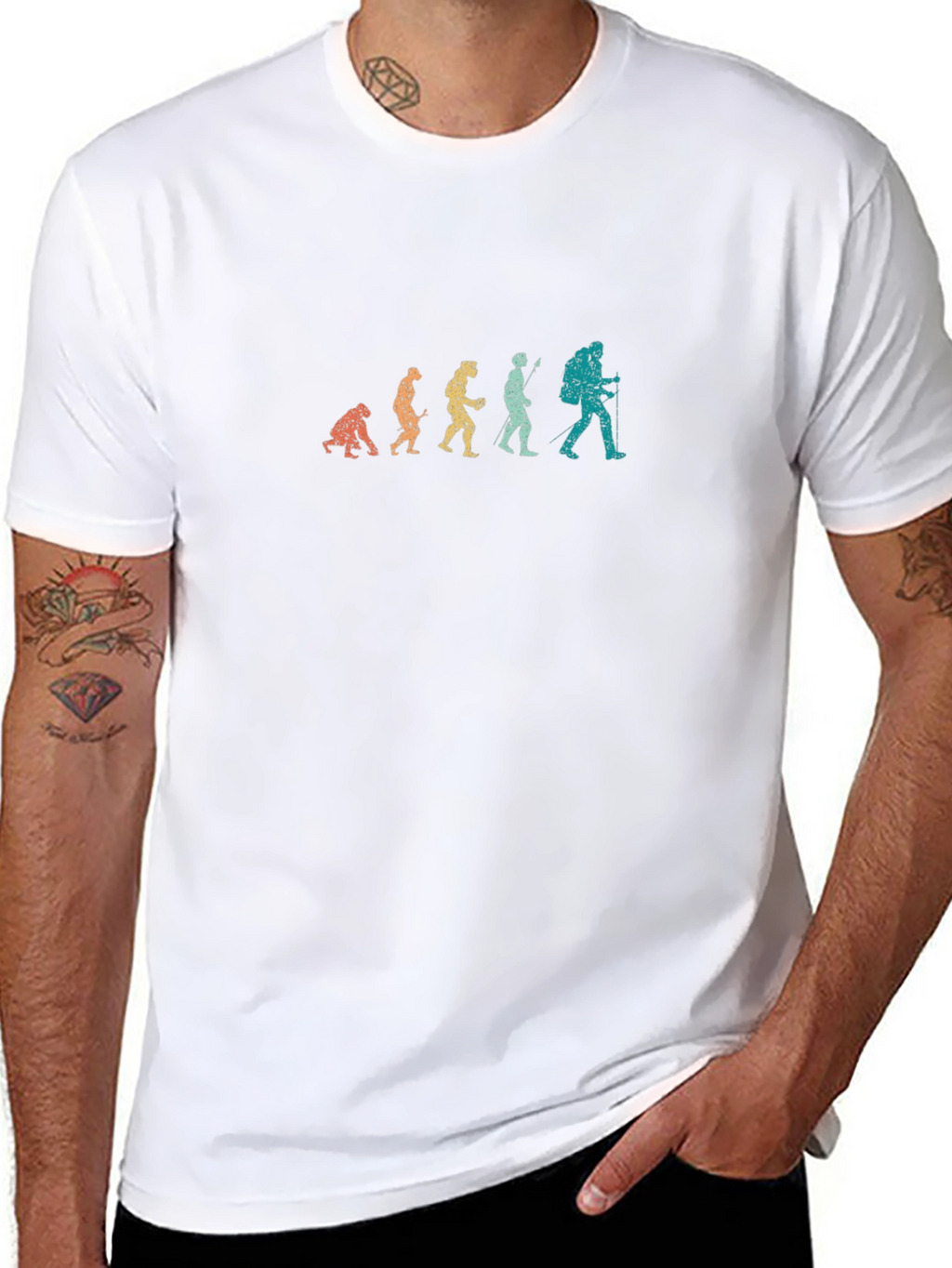 Evolution of Hiking Mens Black T-Shirt