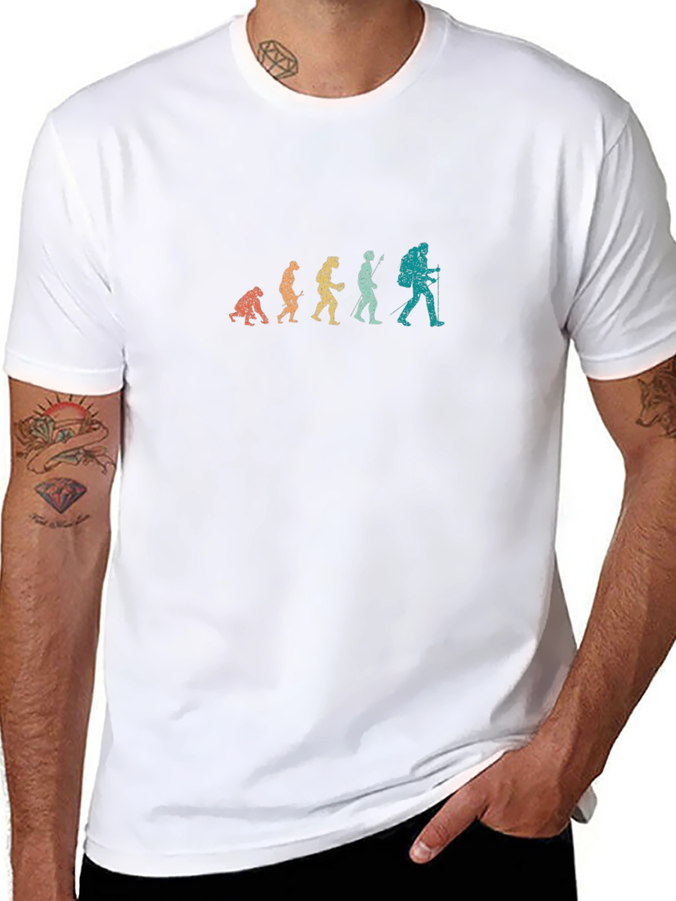 Evolution of Hiking Mens Black T-Shirt