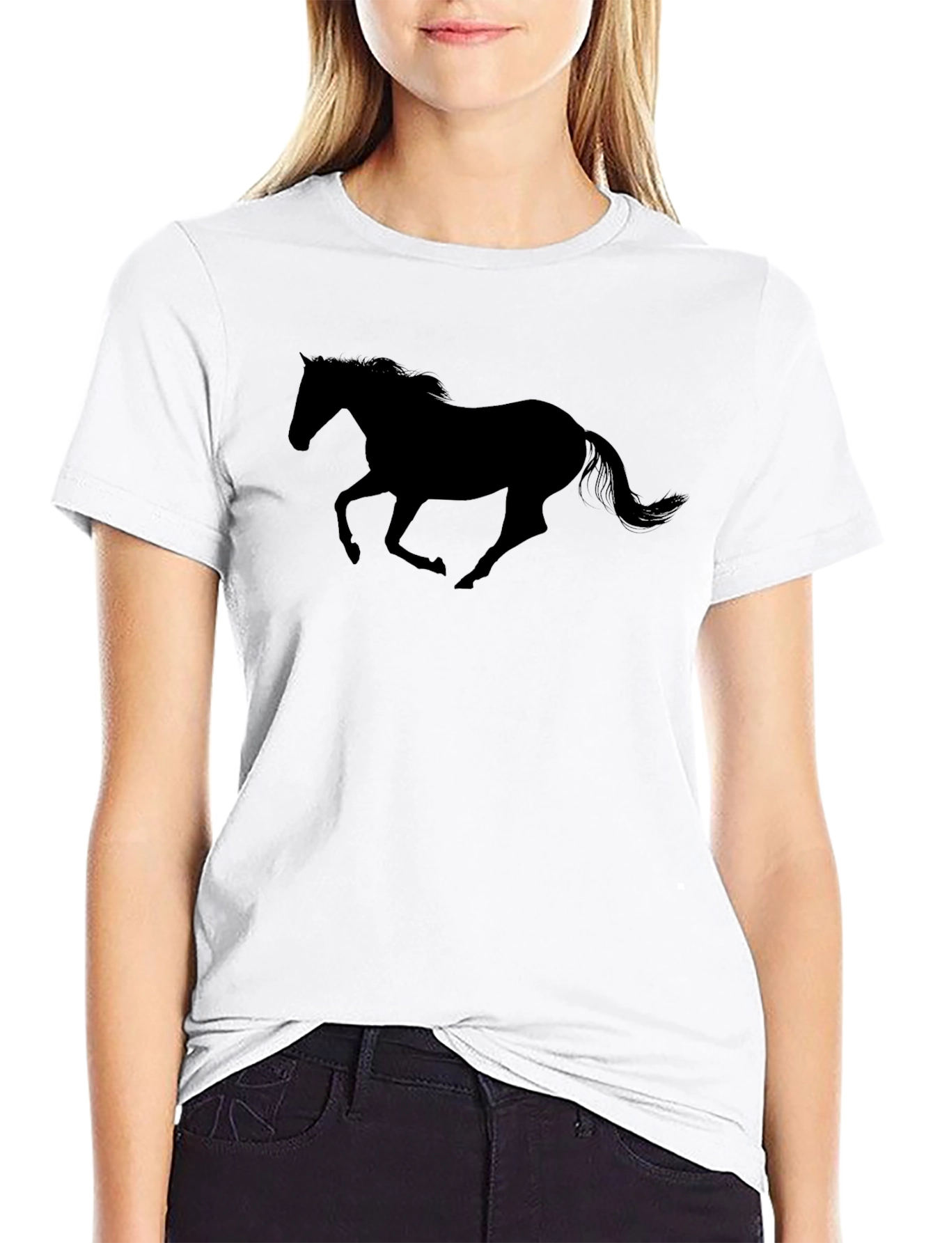 Black Horse Silhouette Graphic T-Shirt