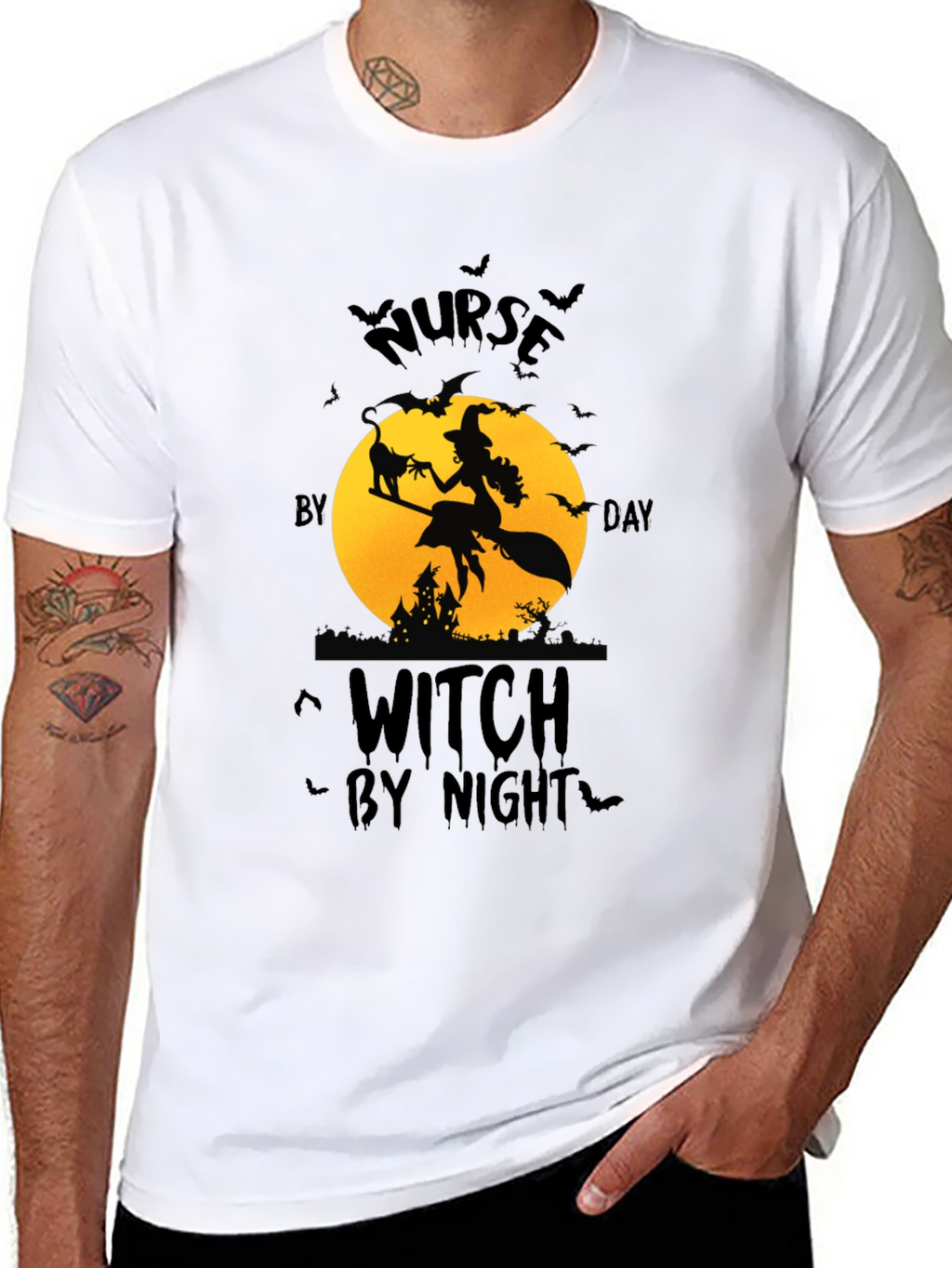 Nurse by Day Witch by Night Halloween T-Shirt