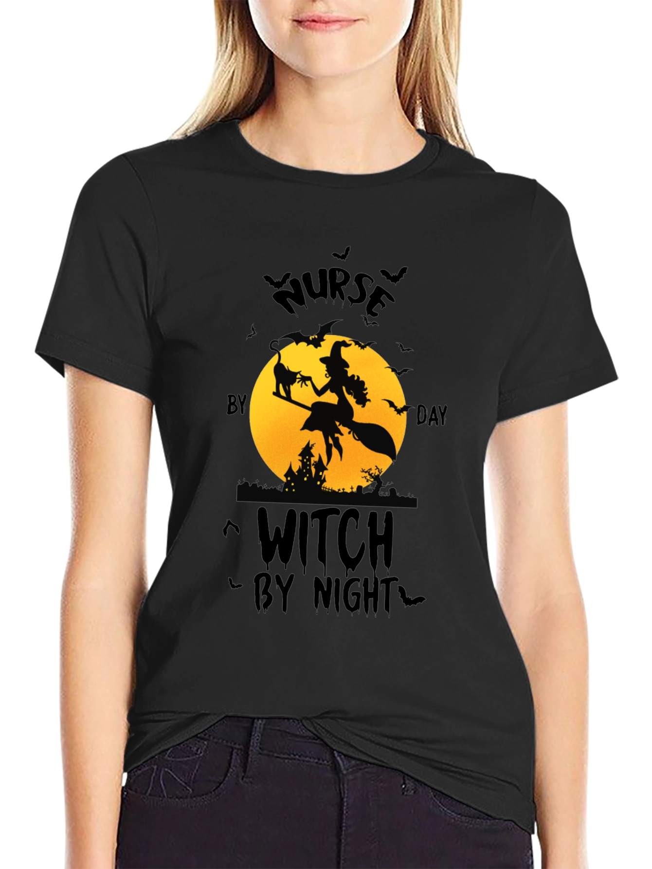 Nurse by Day Witch by Night Halloween T-Shirt