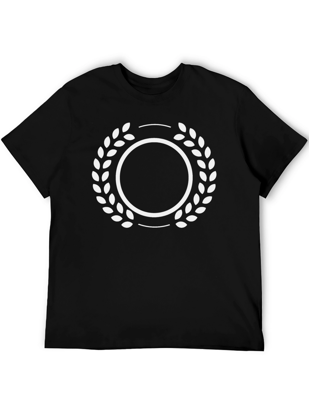 Black T-Shirt with White Laurel Wreath Graphic