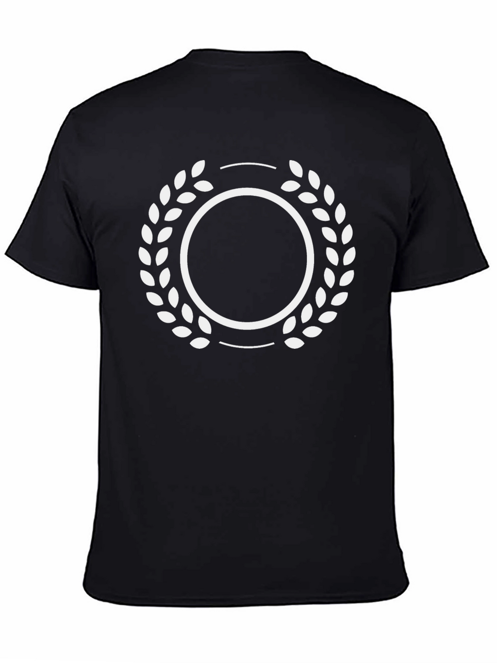 Black T-Shirt with White Laurel Wreath Graphic
