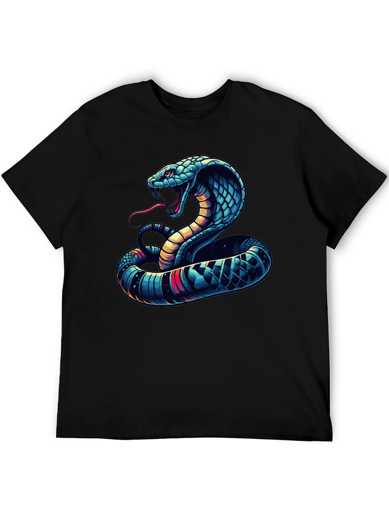 Cobra Graphic Tee - Mens Black T-Shirt with Snake Design