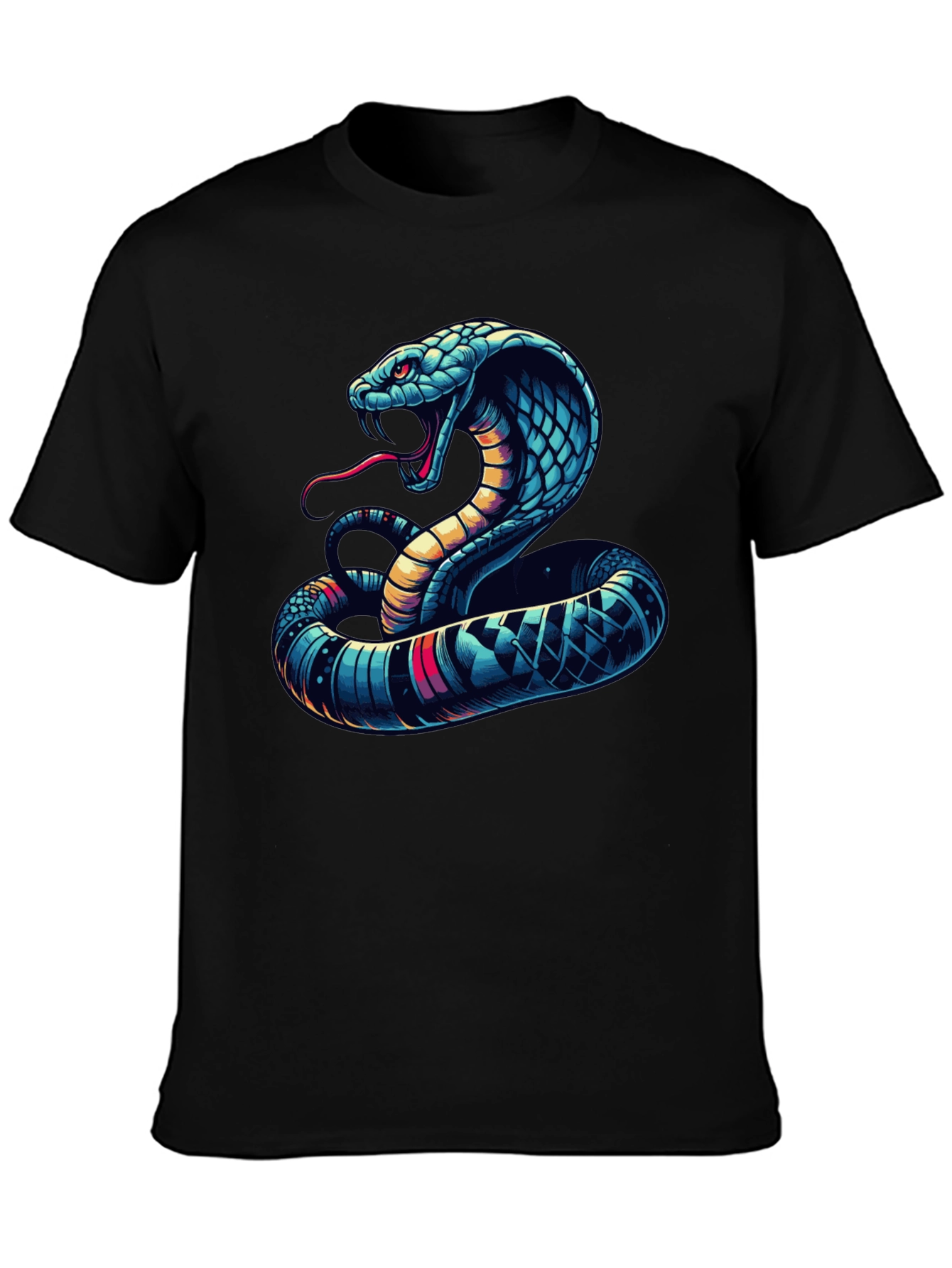 Cobra Graphic Tee - Mens Black T-Shirt with Snake Design