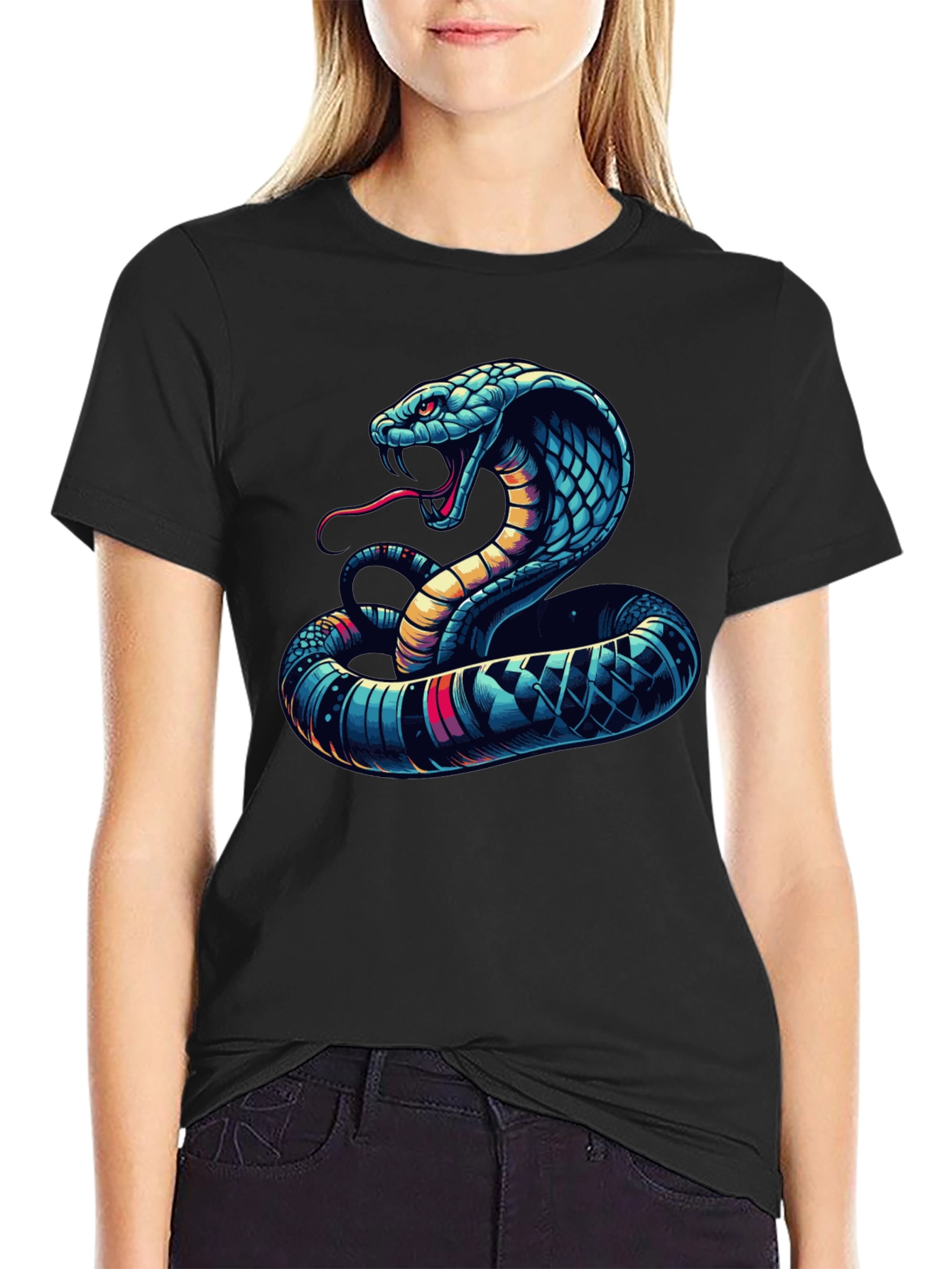 Cobra Graphic Tee - Mens Black T-Shirt with Snake Design