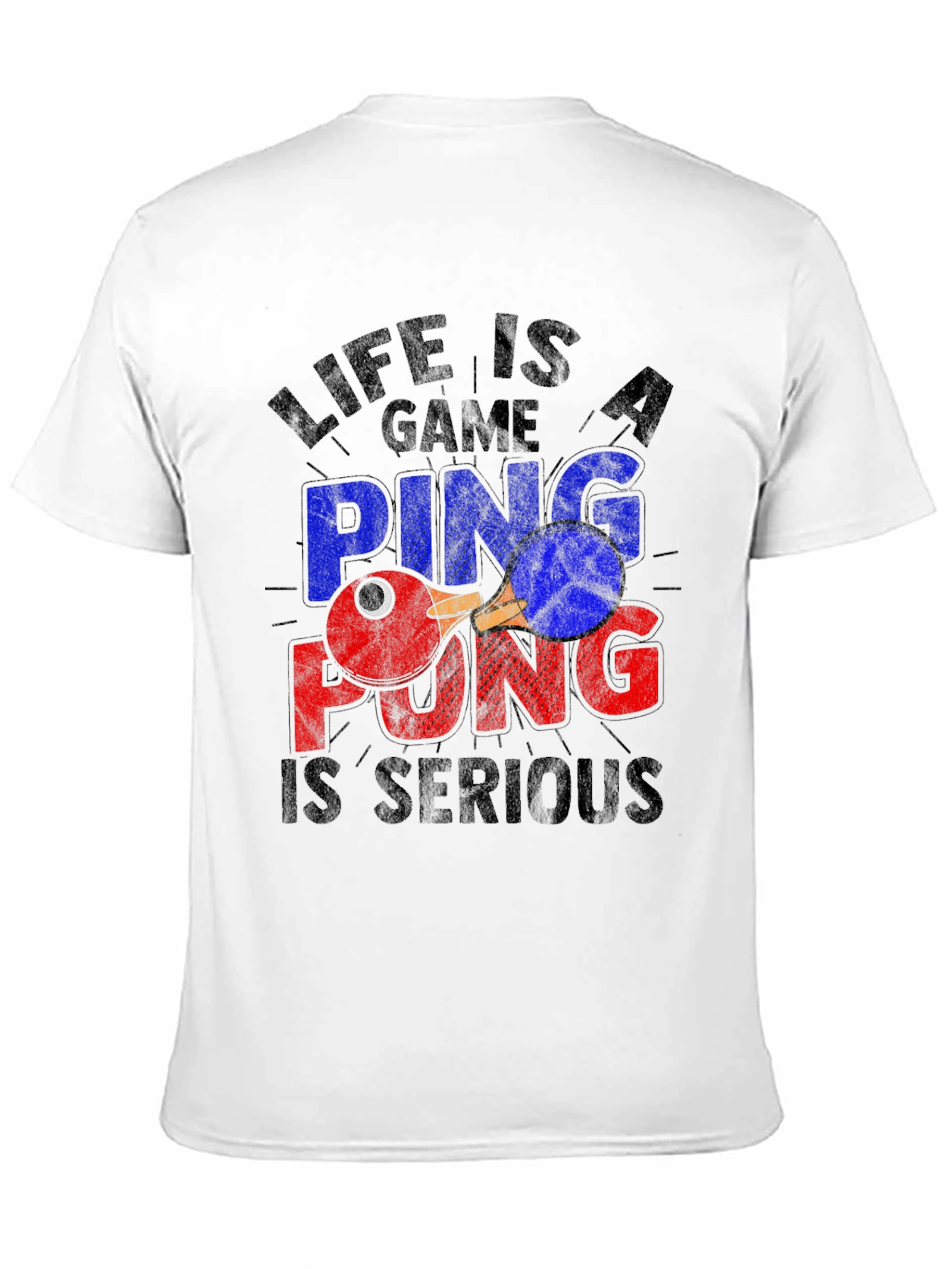 Life Is a Game Ping Pong Serious Black T-Shirt