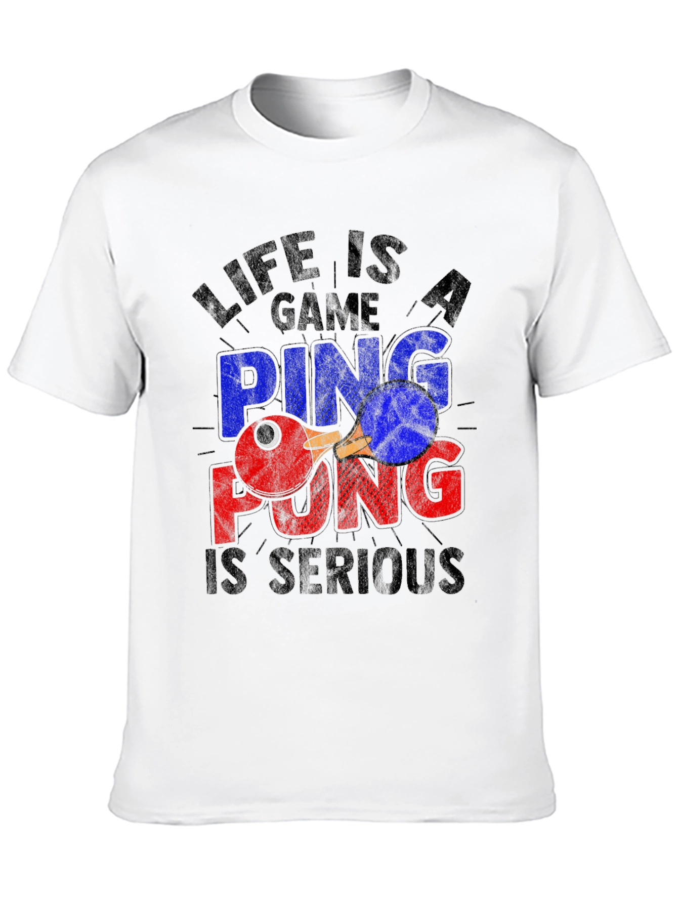 Life Is a Game Ping Pong Serious Black T-Shirt