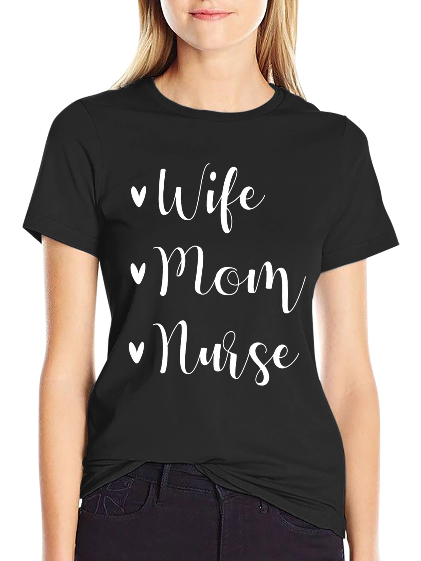Wife Mom Nurse Black T-Shirt