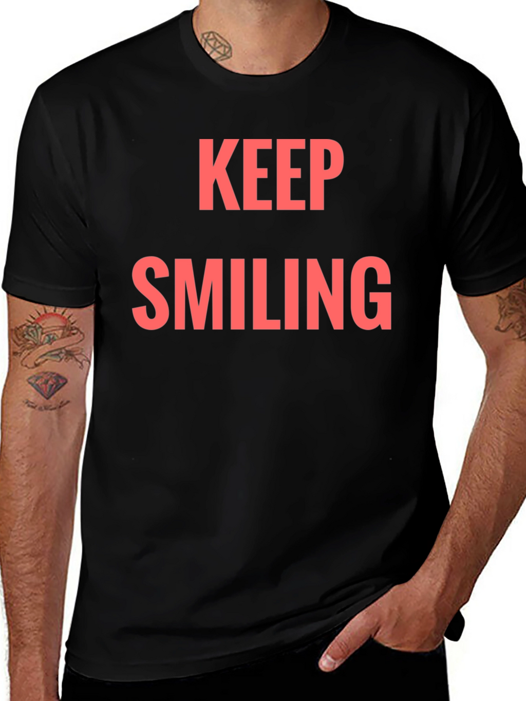 Keep Smiling Graphic Tee - Black Casual T-Shirt
