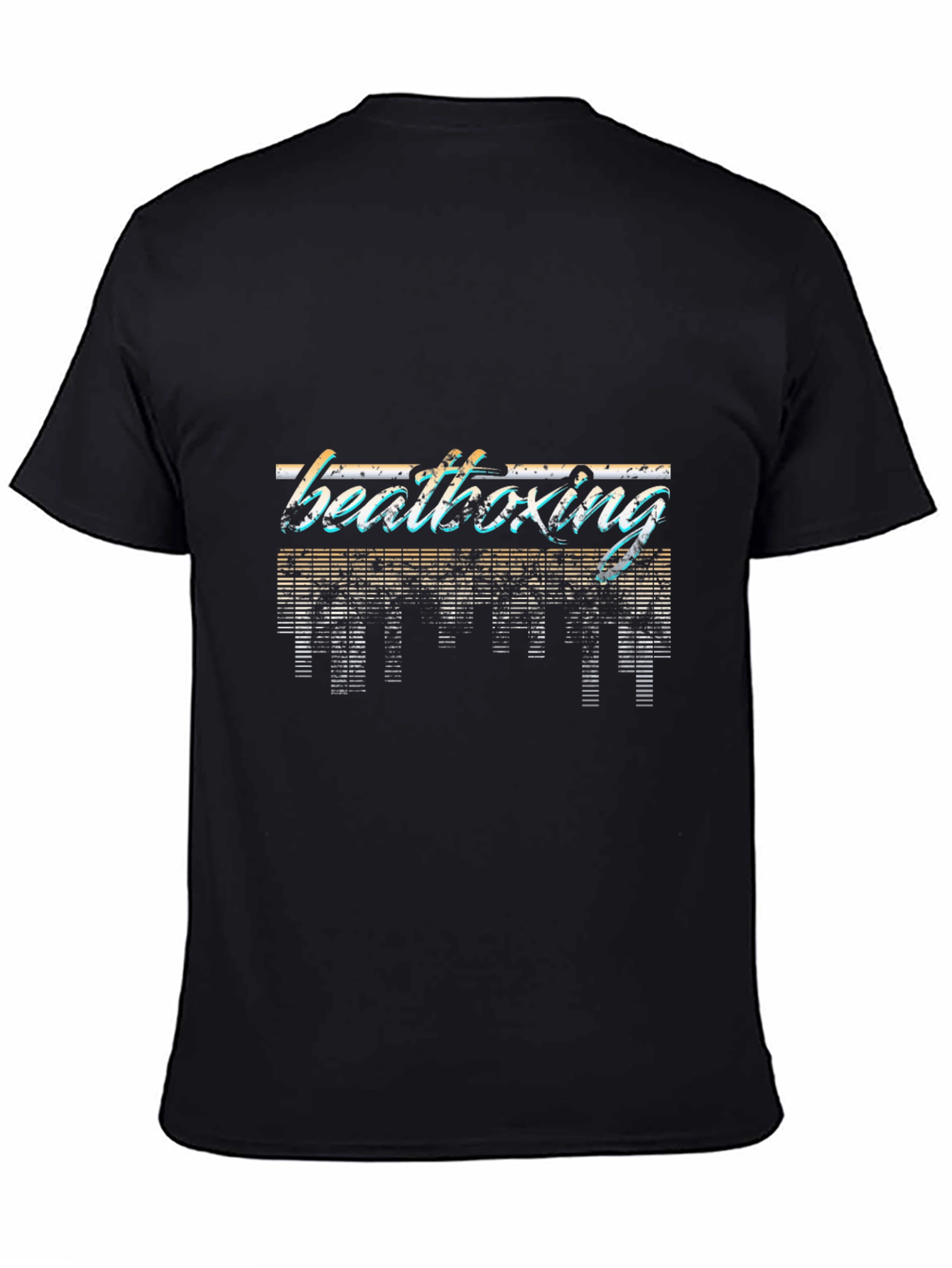 Retro Beatboxing Graphic Tee - Black Casual T-Shirt