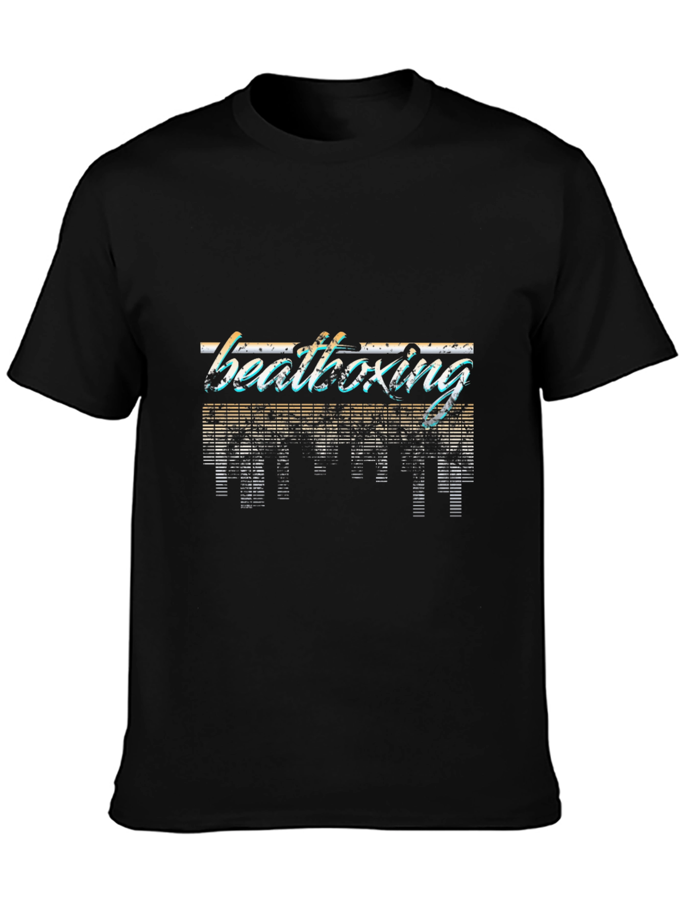 Retro Beatboxing Graphic Tee - Black Casual T-Shirt