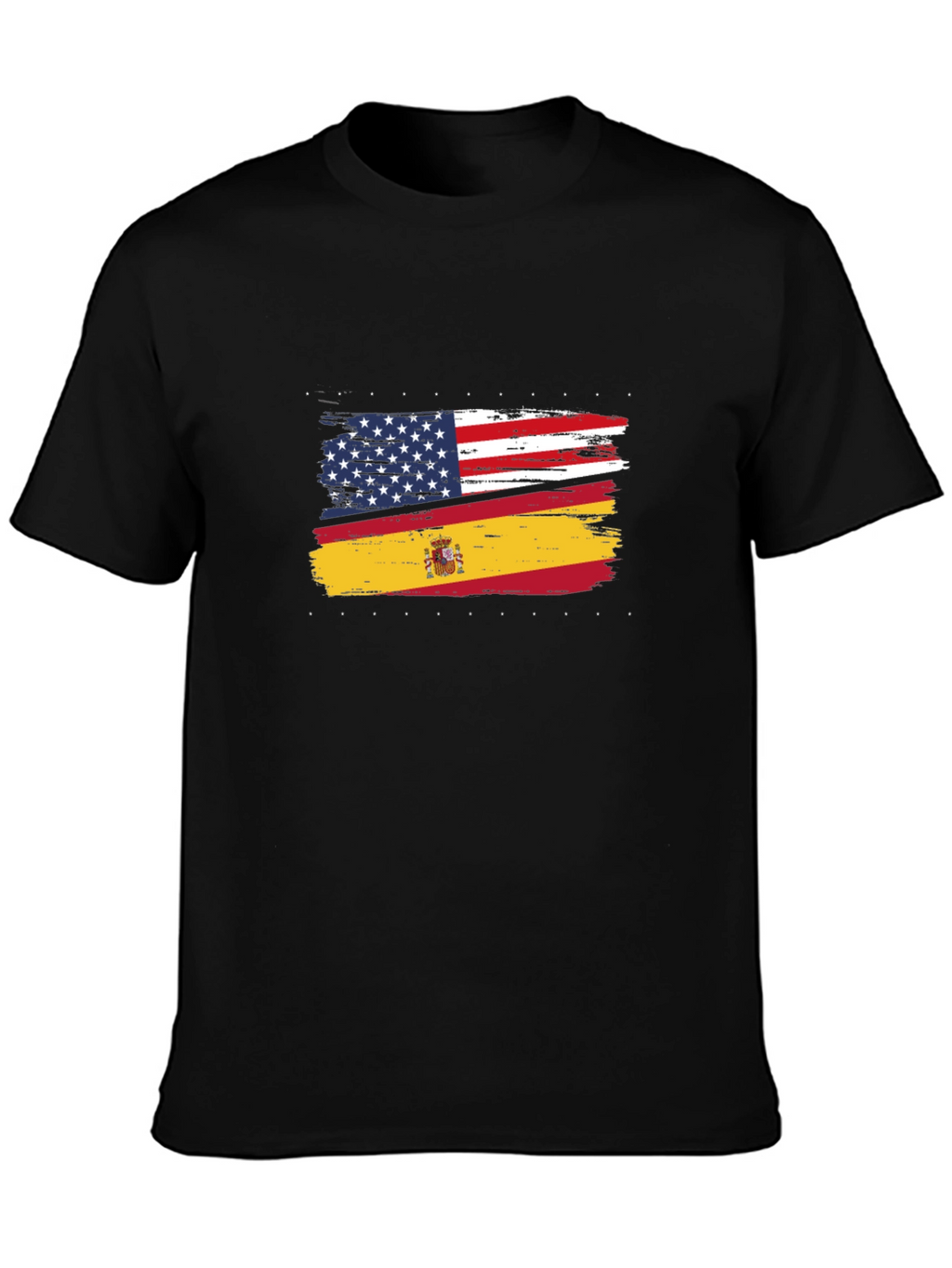 USA & Spain Flags Distressed T-Shirt