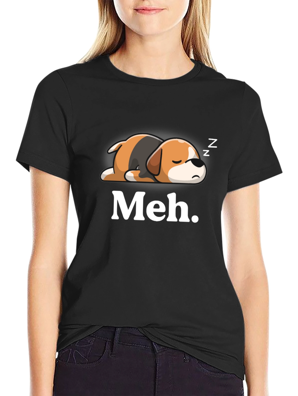 Meh. Sleeping Dog Graphic T-Shirt