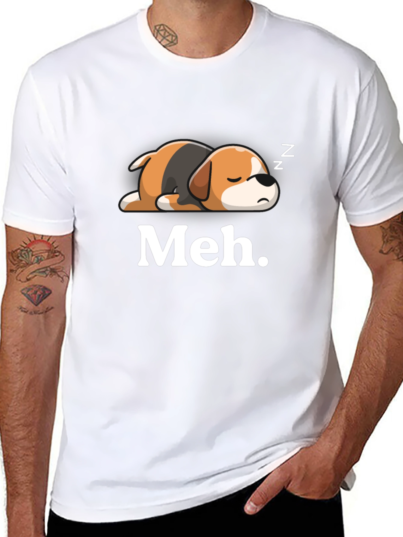 Meh. Sleeping Dog Graphic T-Shirt