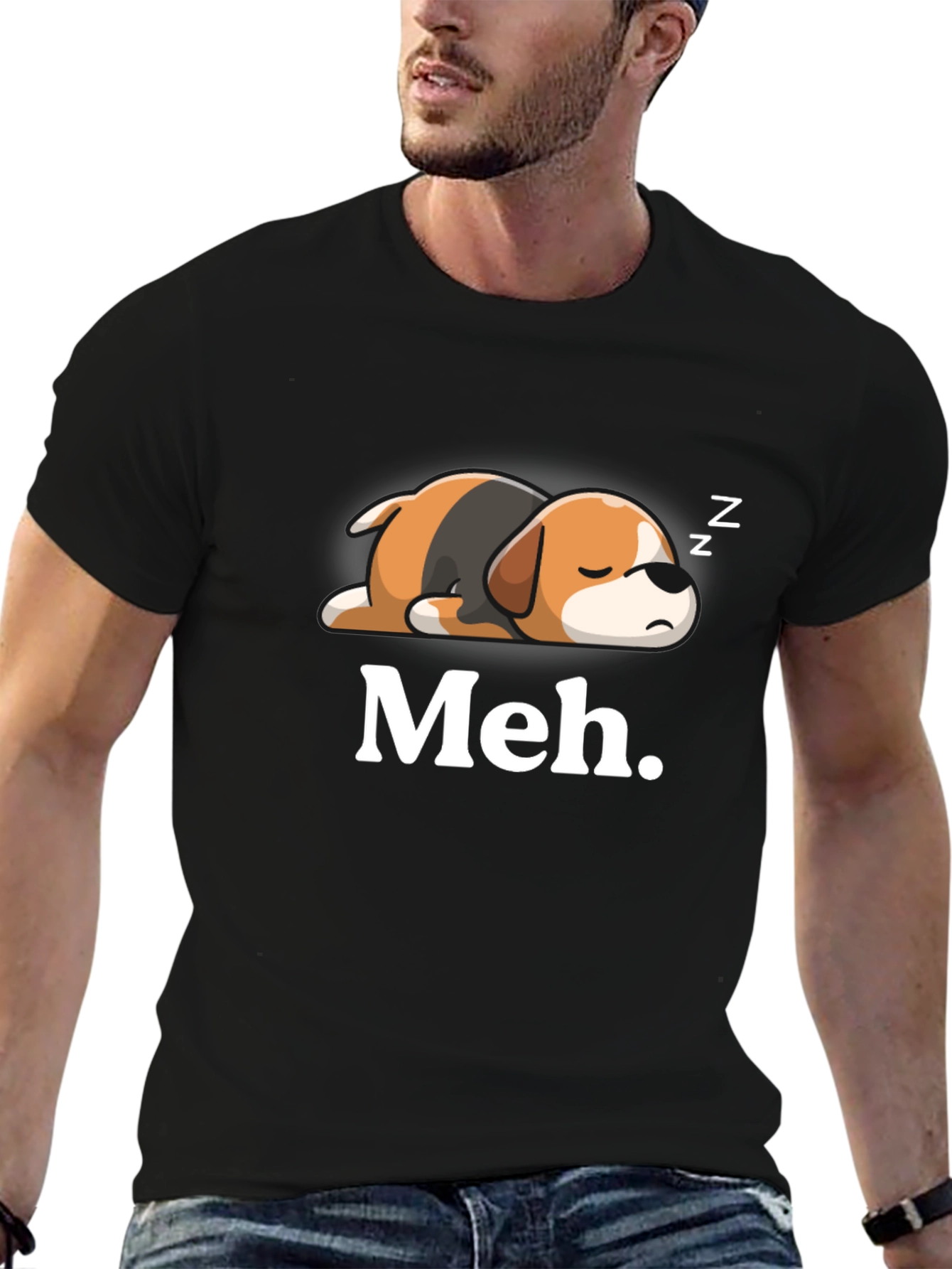 Meh. Sleeping Dog Graphic T-Shirt