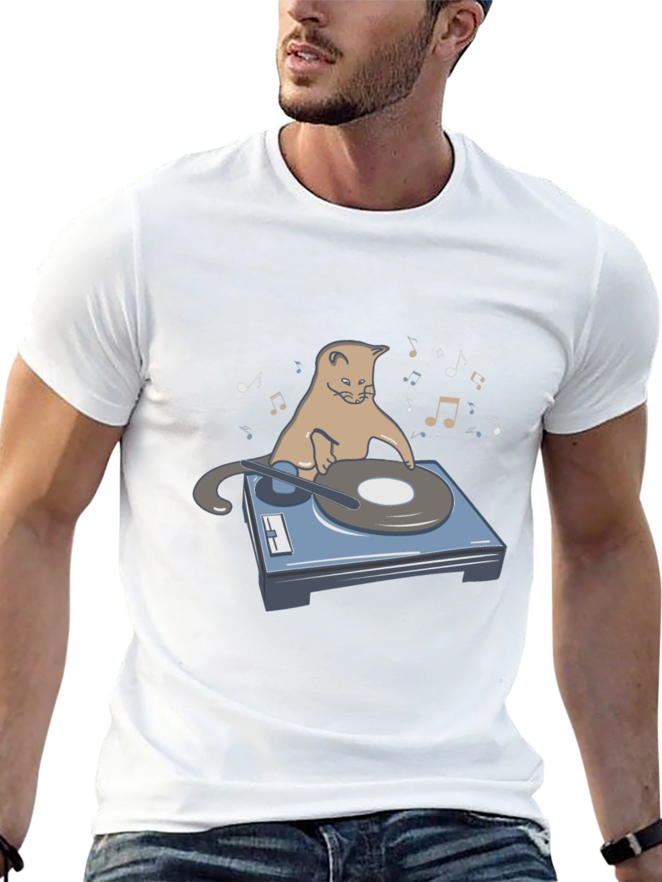 DJ Cat Graphic T-Shirt - Music Lover Tee