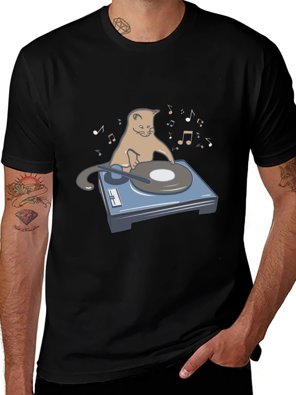 DJ Cat Graphic T-Shirt - Music Lover Tee