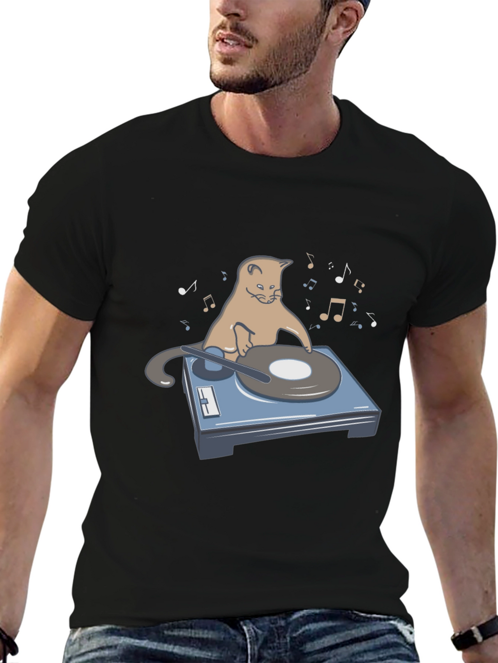 DJ Cat Graphic T-Shirt - Music Lover Tee