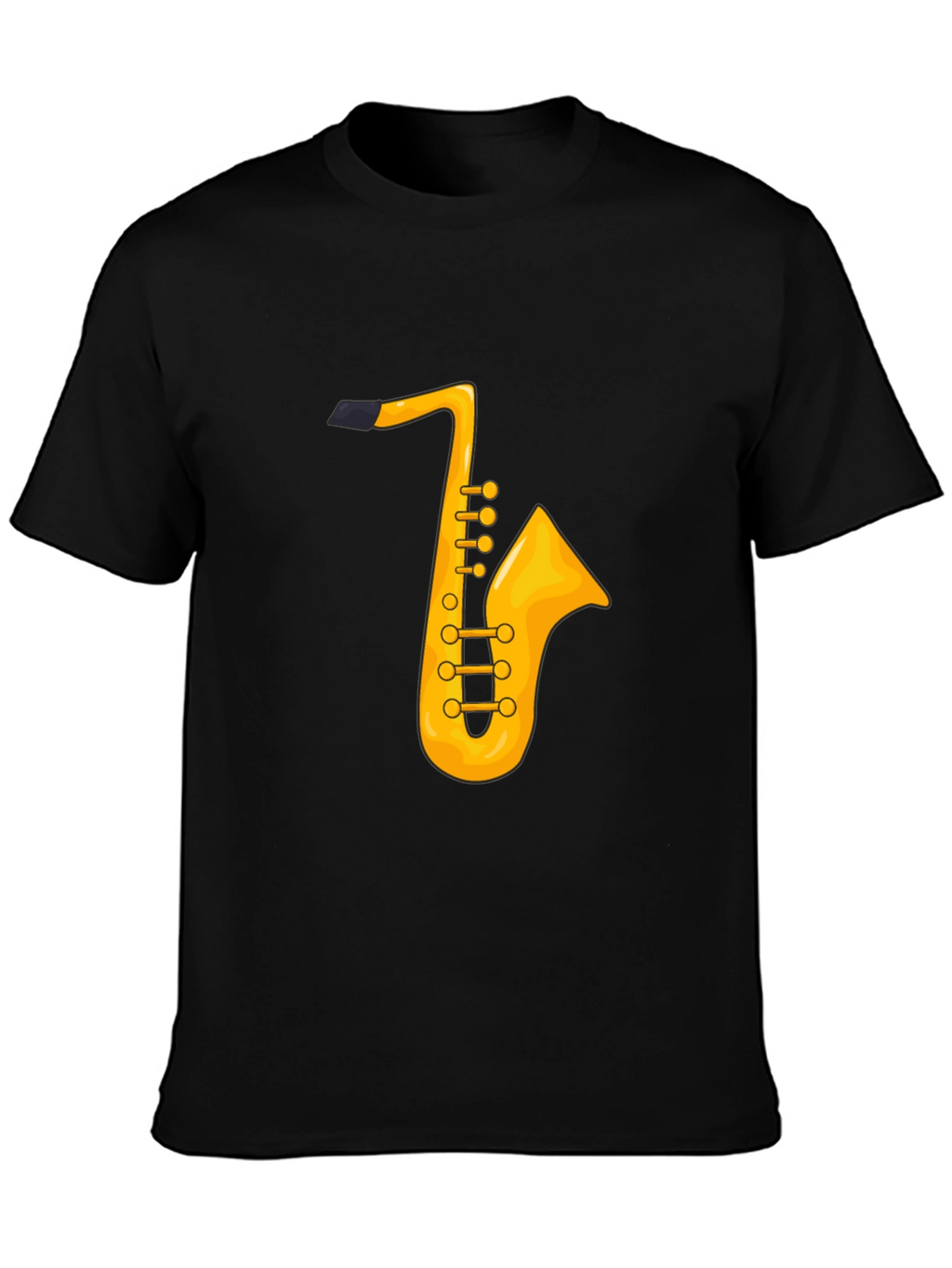 Saxophone Graphic Tee - Black Cotton T-Shirt