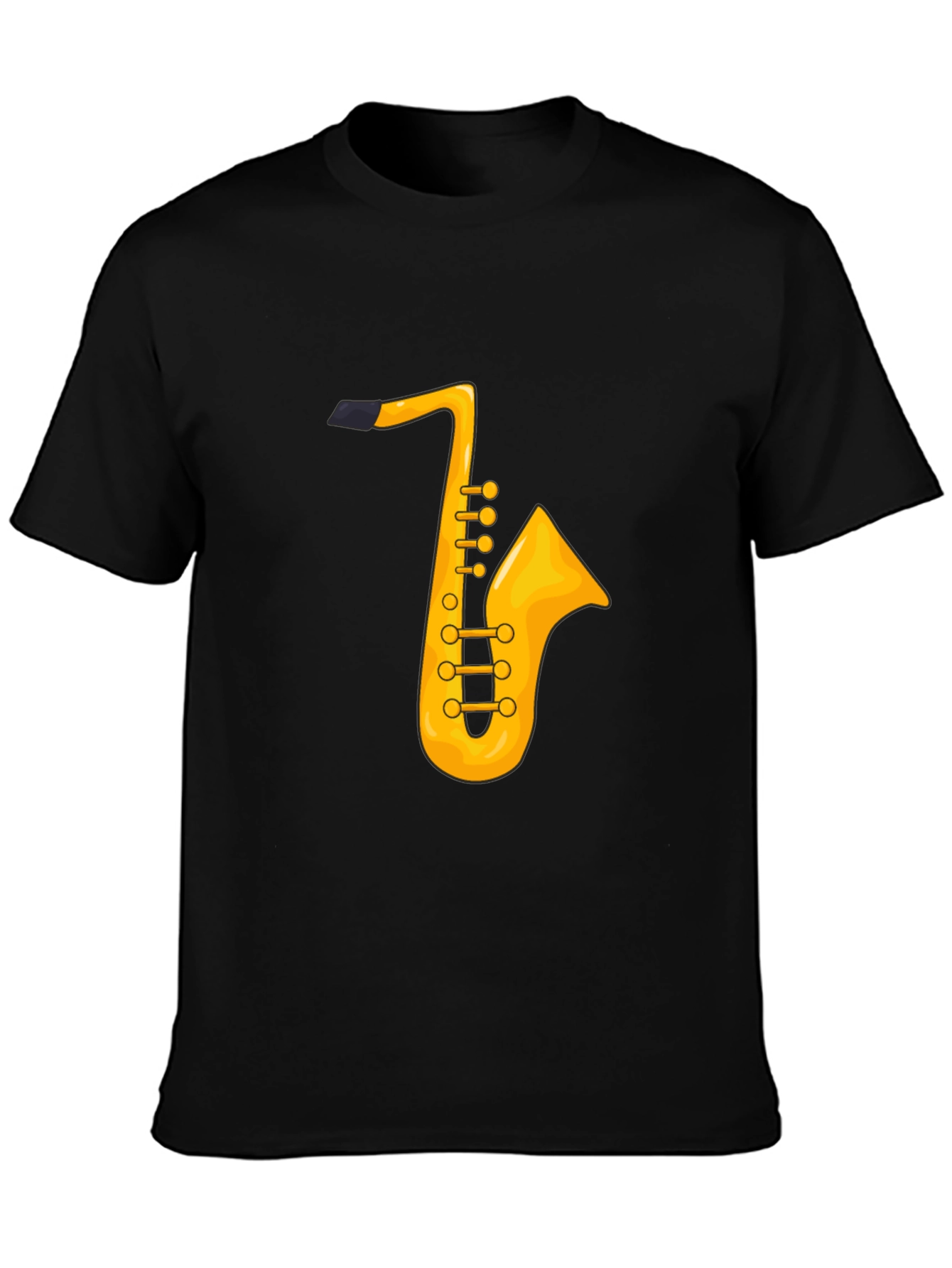 Saxophone Graphic Tee - Black Cotton T-Shirt