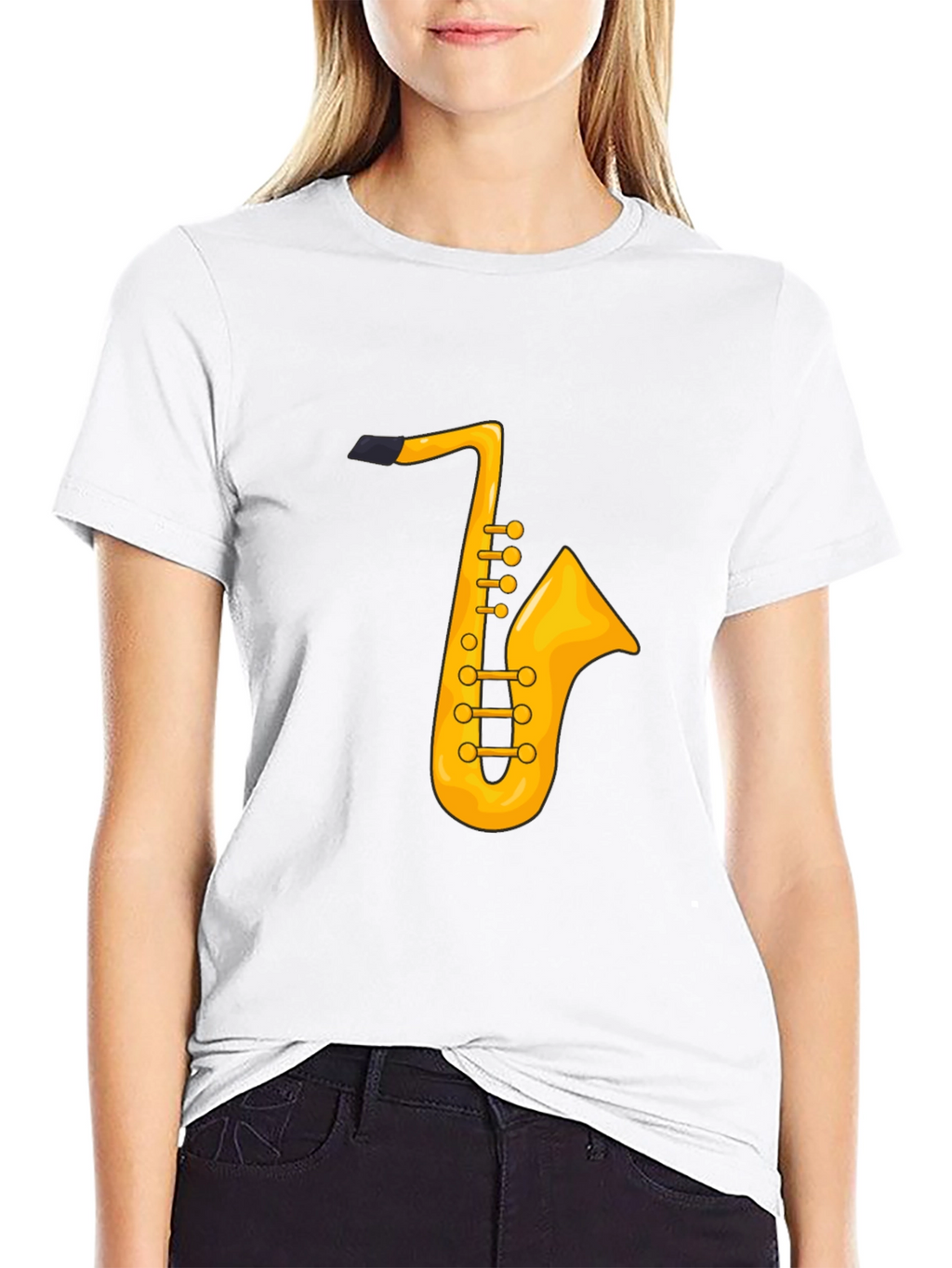 Saxophone Graphic Tee - Black Cotton T-Shirt