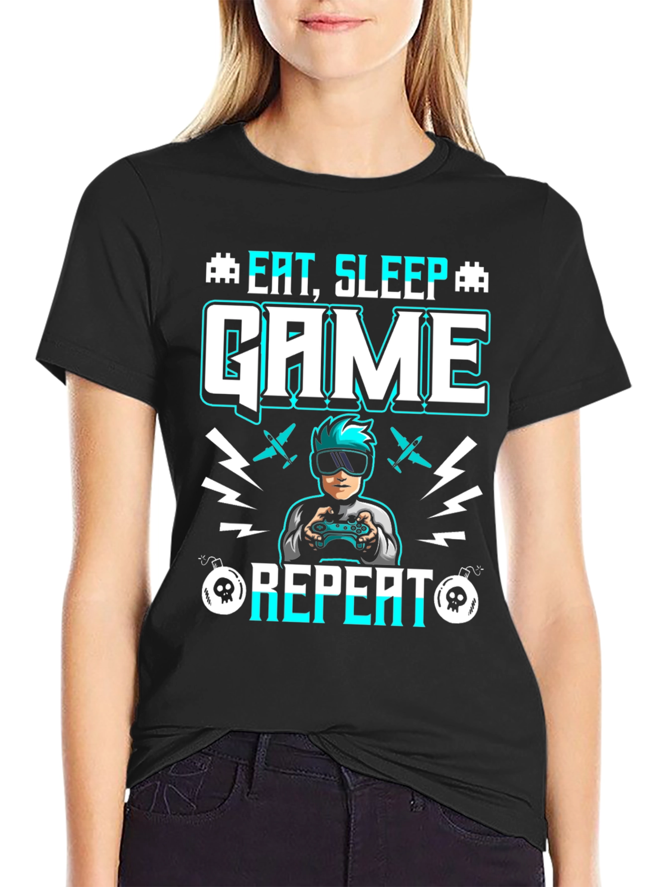 Eat Sleep Game Repeat Graphic Tee