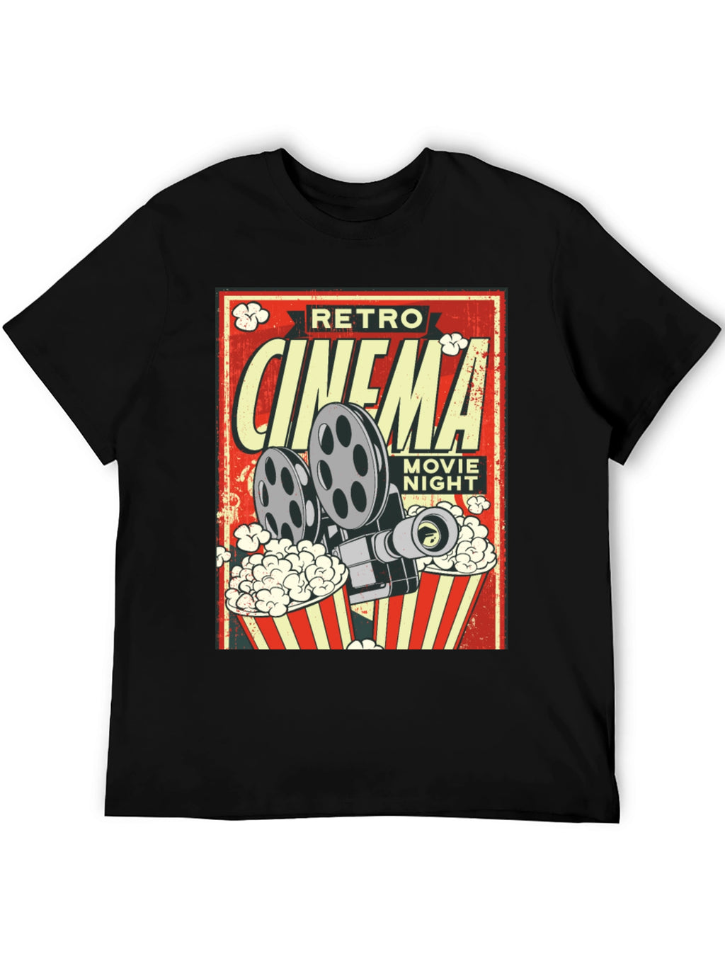 Retro Cinema Movie Night Black T-Shirt