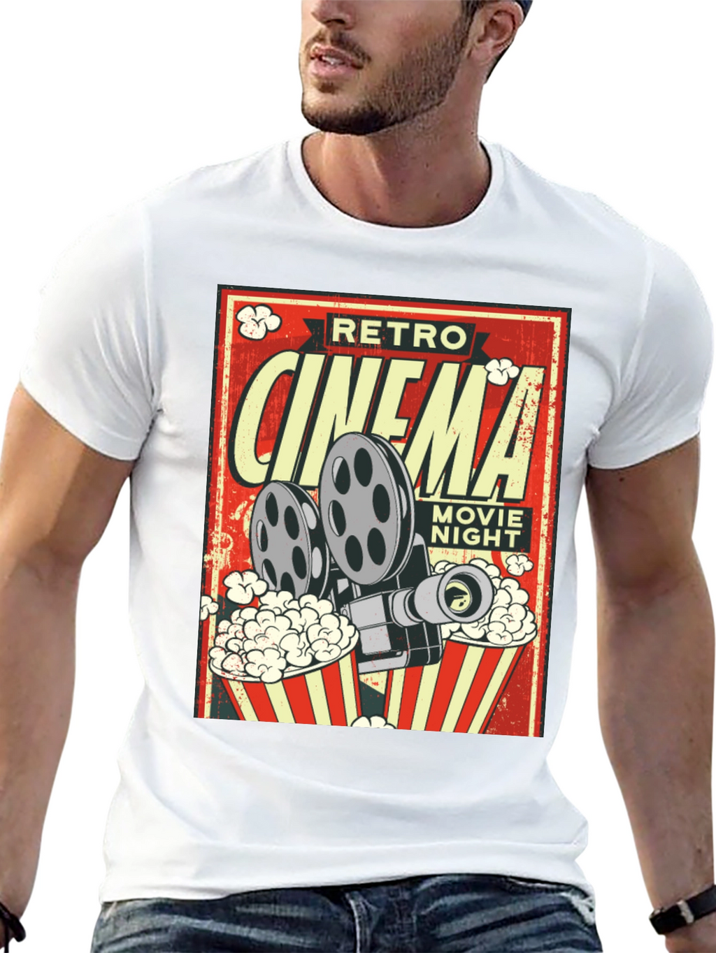 Retro Cinema Movie Night Black T-Shirt