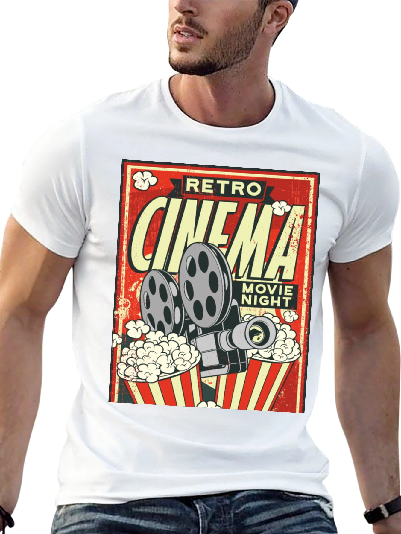 Retro Cinema Movie Night Black T-Shirt