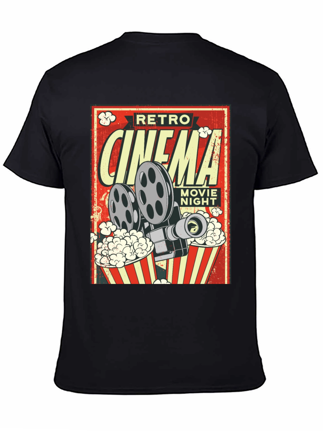 Retro Cinema Movie Night Black T-Shirt