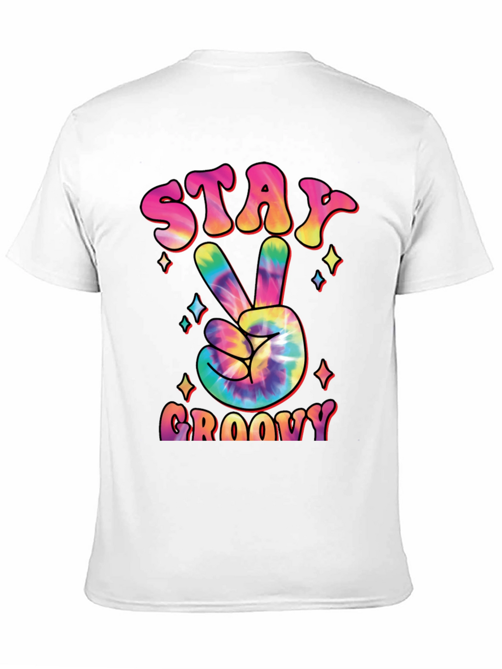 Stay Groovy Tie Dye Peace Sign Graphic T-Shirt